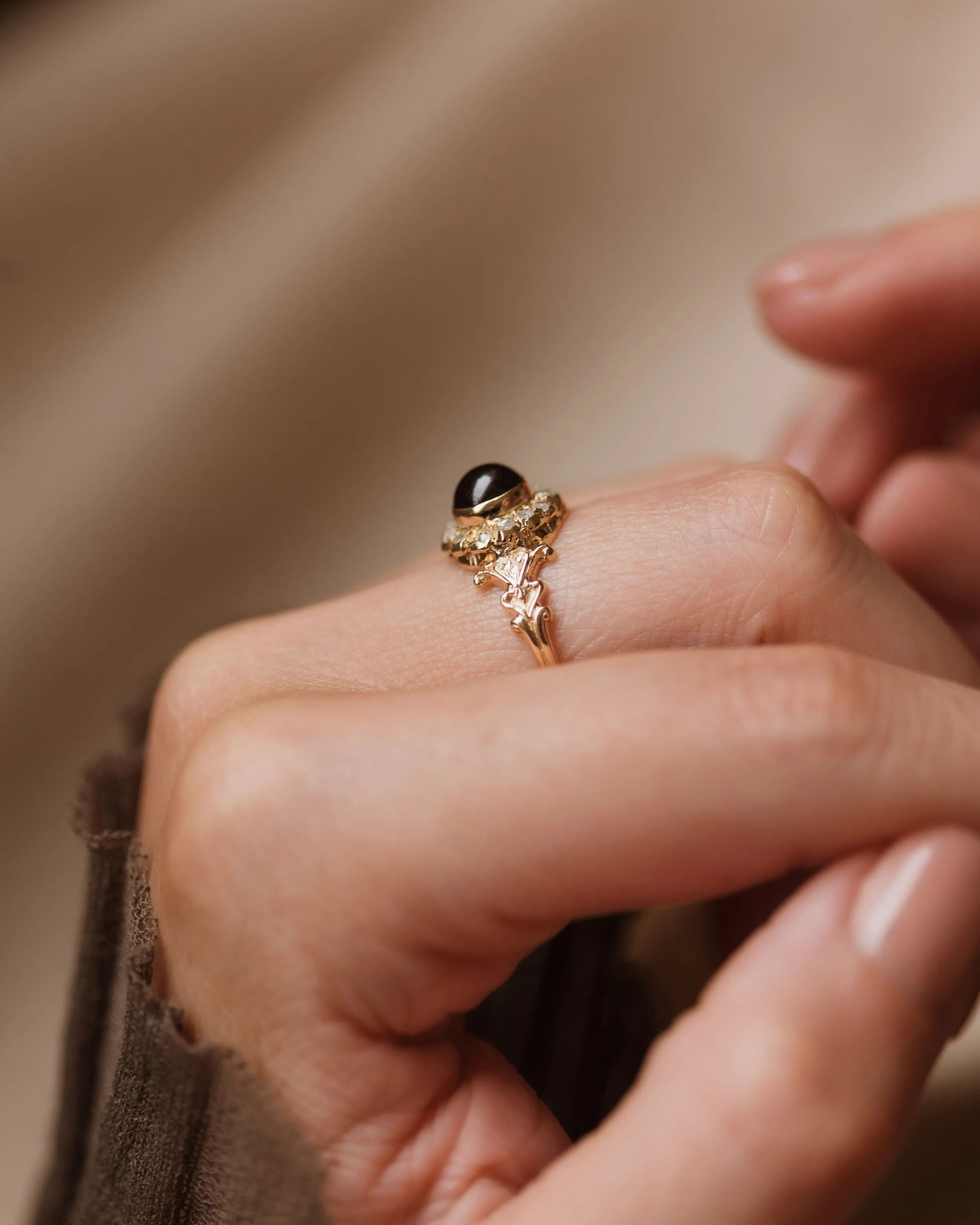 Priscilla Antique 15ct Gold Garnet & Diamond Cluster Ring sold by Rock n Rose product image thumbnail 4