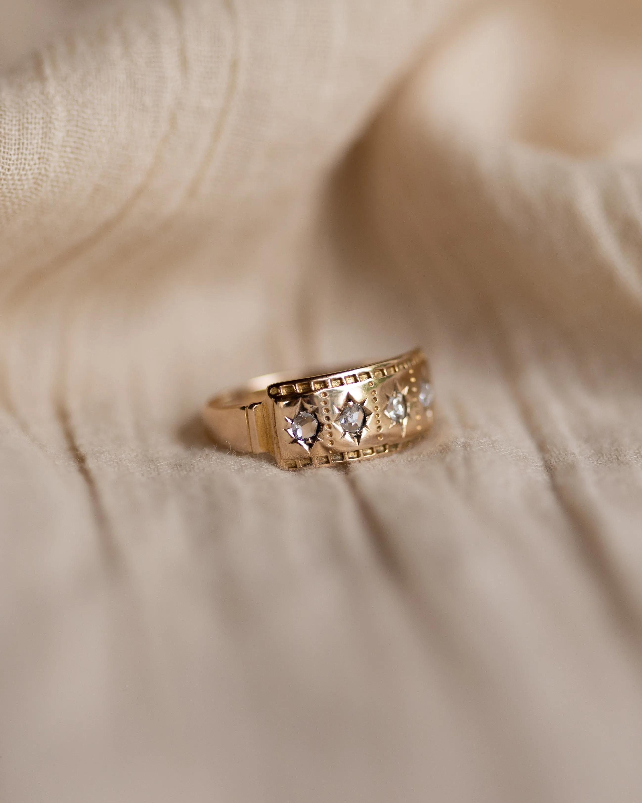 Calista 1884 Antique 18ct Gold Diamond Four Stone Ring sold by Rock n Rose product image thumbnail 5