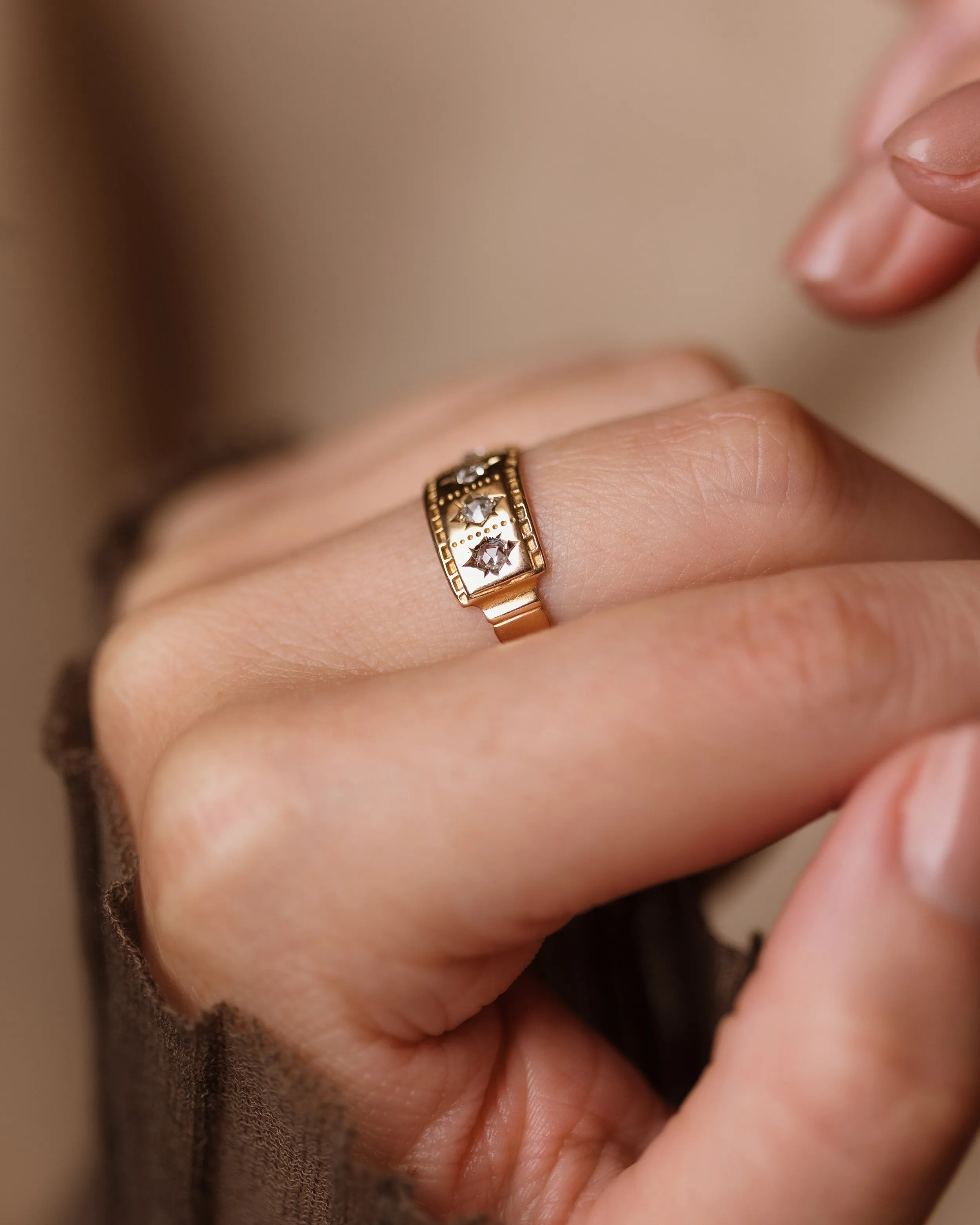 Calista 1884 Antique 18ct Gold Diamond Four Stone Ring sold by Rock n Rose product image thumbnail 3