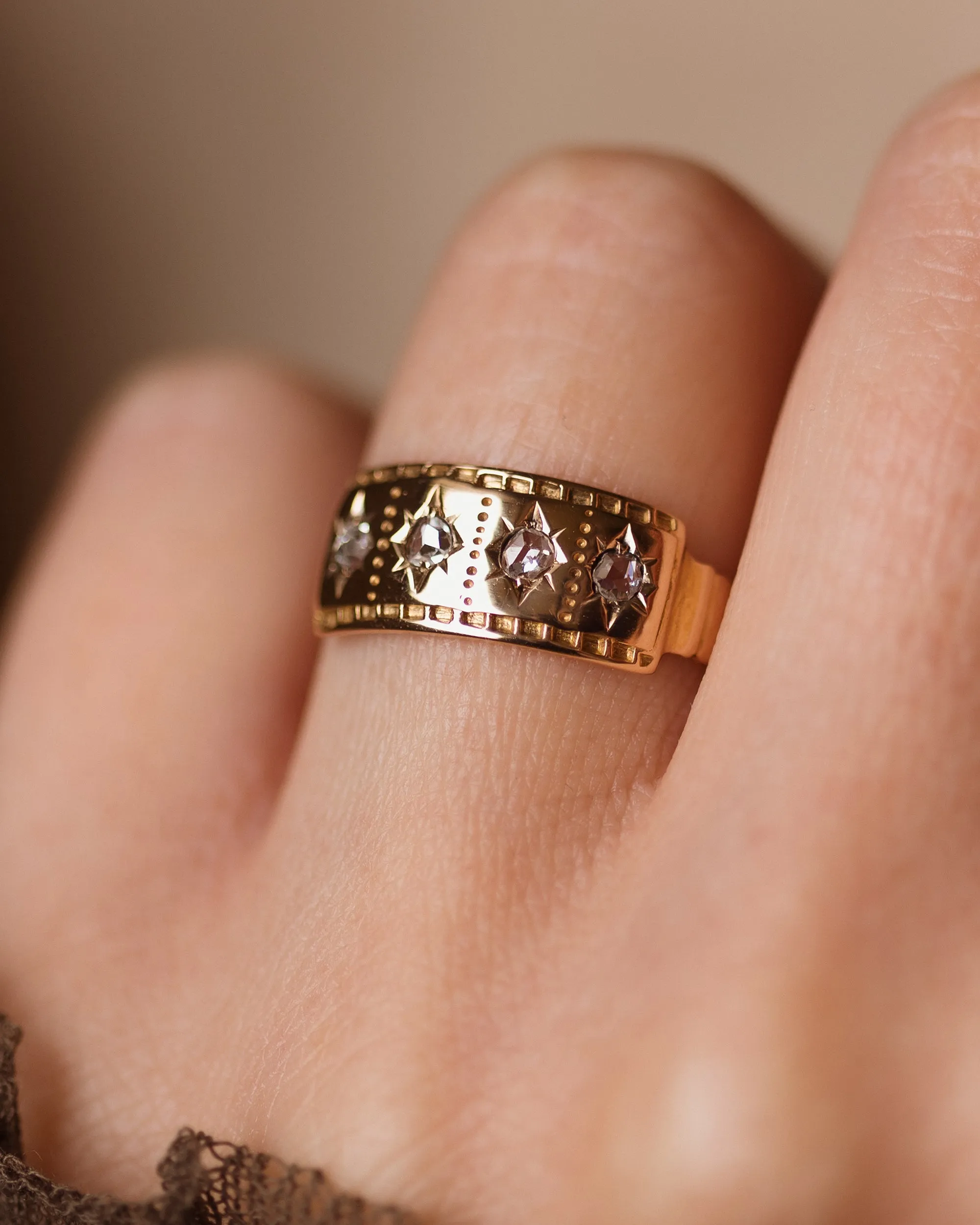 Calista 1884 Antique 18ct Gold Diamond Four Stone Ring sold by Rock n Rose product image thumbnail 2