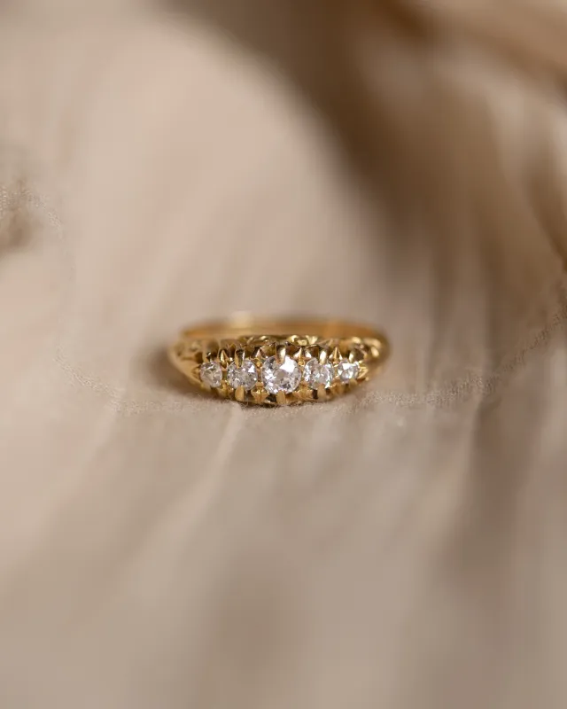 Noelle 1908 Antique 18ct Gold Diamond Five Stone Ring made by Rock n Rose