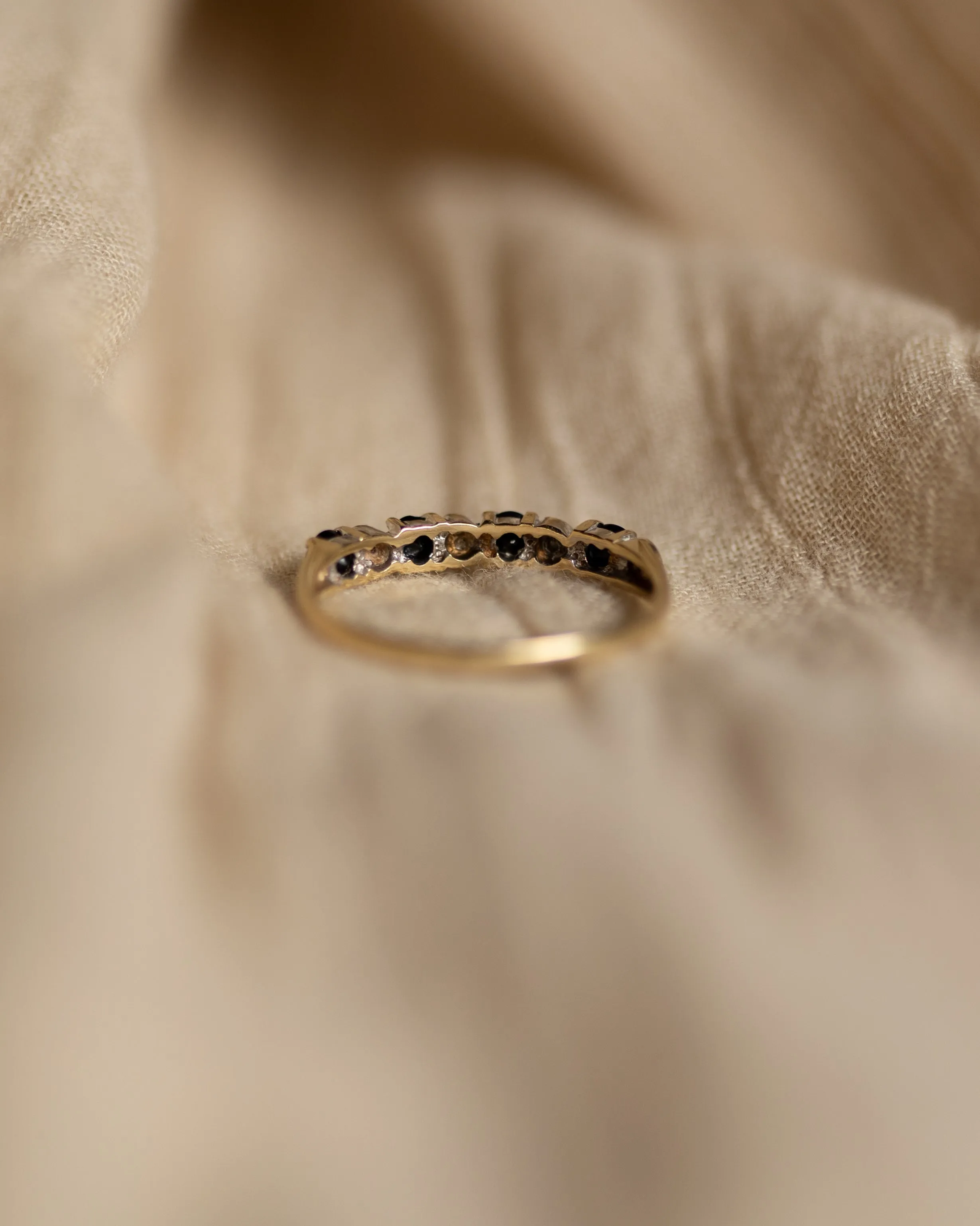 Wilma 1990 Vintage 9ct Gold Sapphire & Diamond Half Eternity Ring sold by Rock n Rose product image thumbnail 5