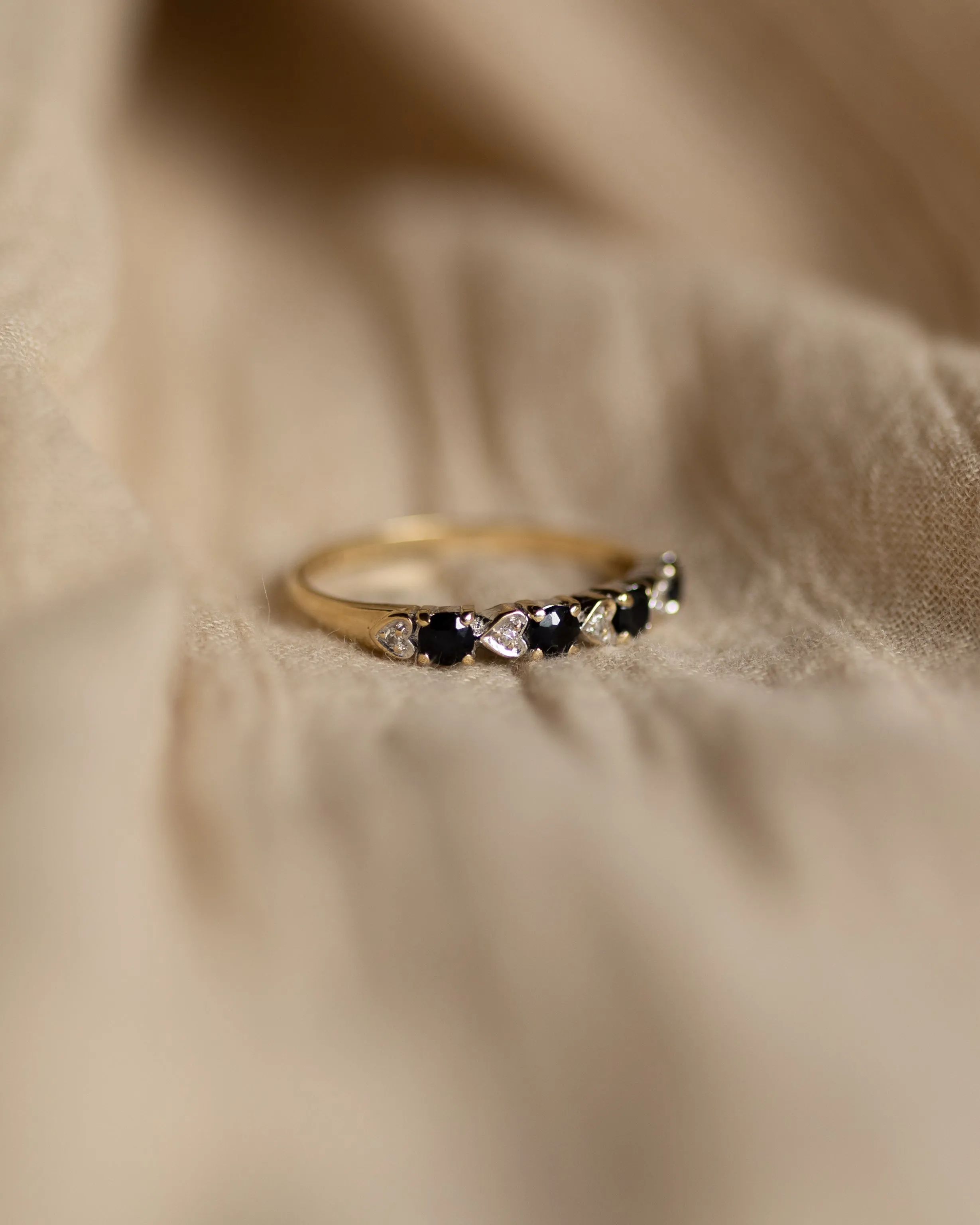 Wilma 1990 Vintage 9ct Gold Sapphire & Diamond Half Eternity Ring sold by Rock n Rose product image thumbnail 4