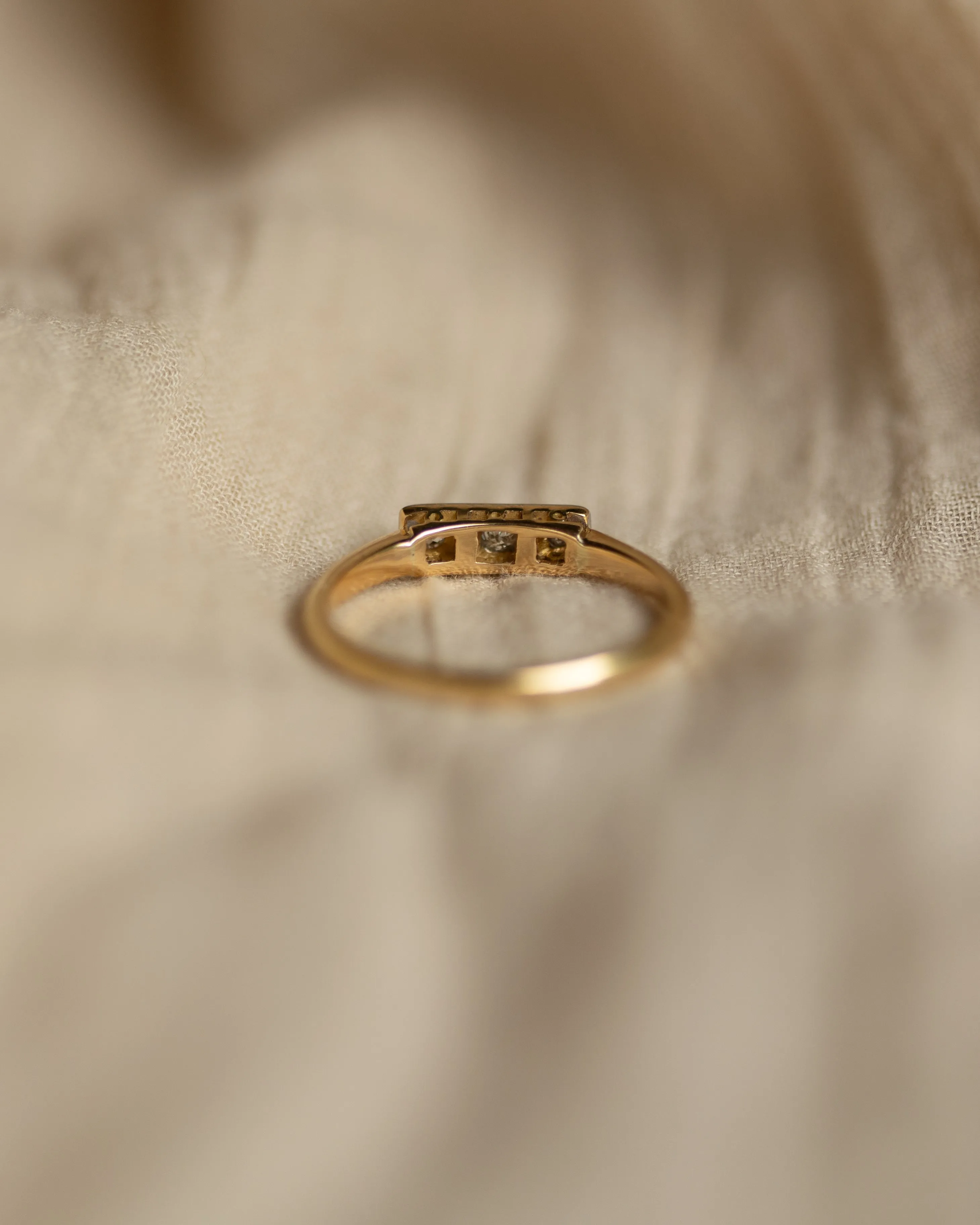 Frieda Antique Art Deco 18ct Gold Diamond Trilogy Ring sold by Rock n Rose product image thumbnail 5