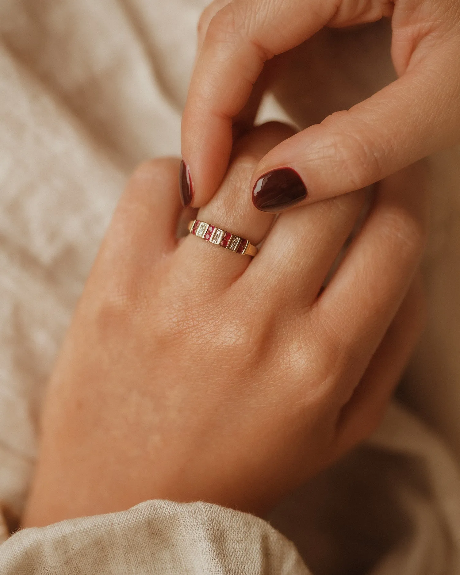 Alice 9ct Gold Vintage Ruby & Diamond Ring sold by Rock n Rose