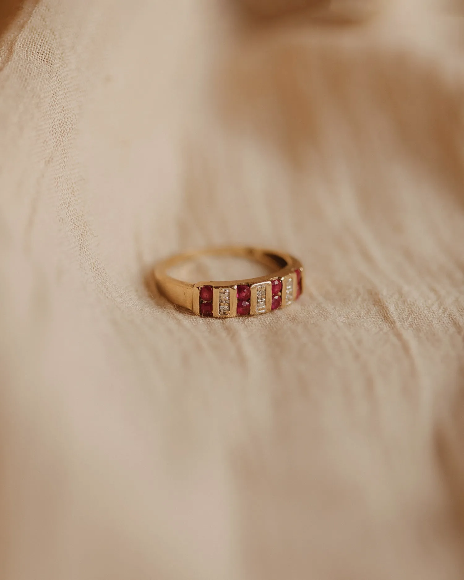 Alice 9ct Gold Vintage Ruby & Diamond Ring sold by Rock n Rose product image thumbnail 3