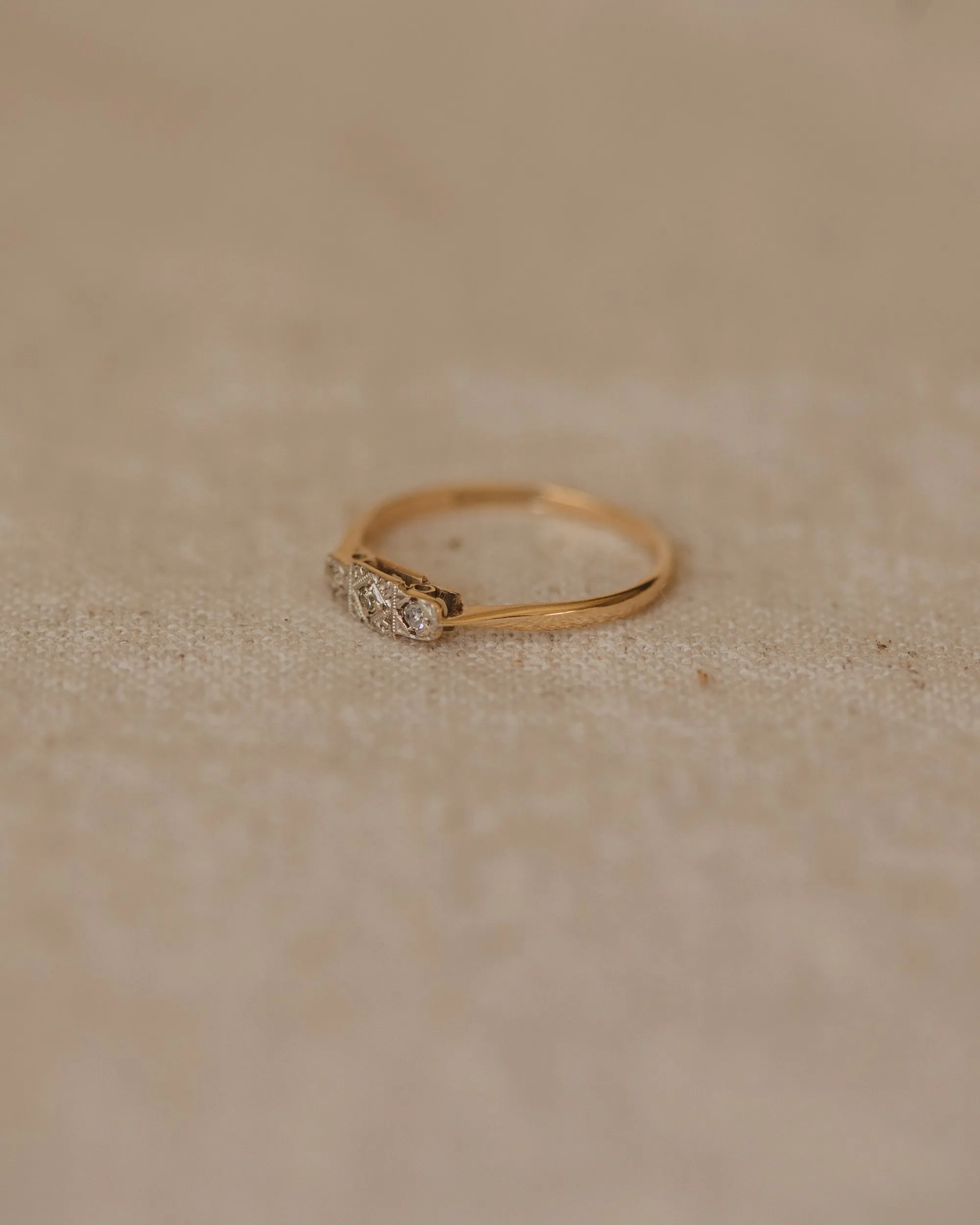 Edith Antique 9ct Gold Art Deco Diamond Trilogy Ring sold by Rock n Rose product image thumbnail 4