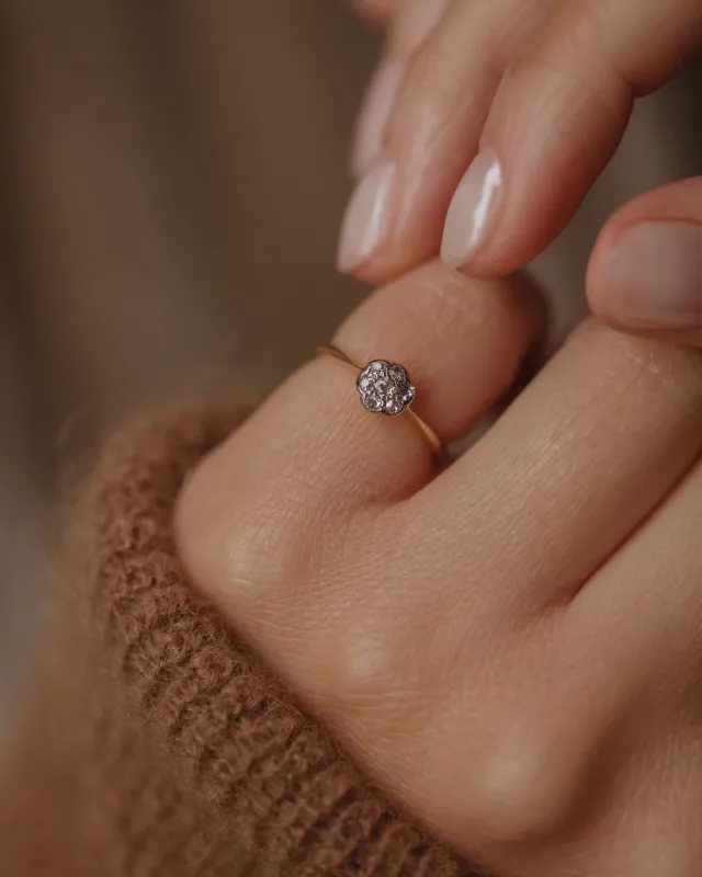Eliza Vintage 18ct Gold Diamond Daisy Cluster Ring sold by Rock n Rose