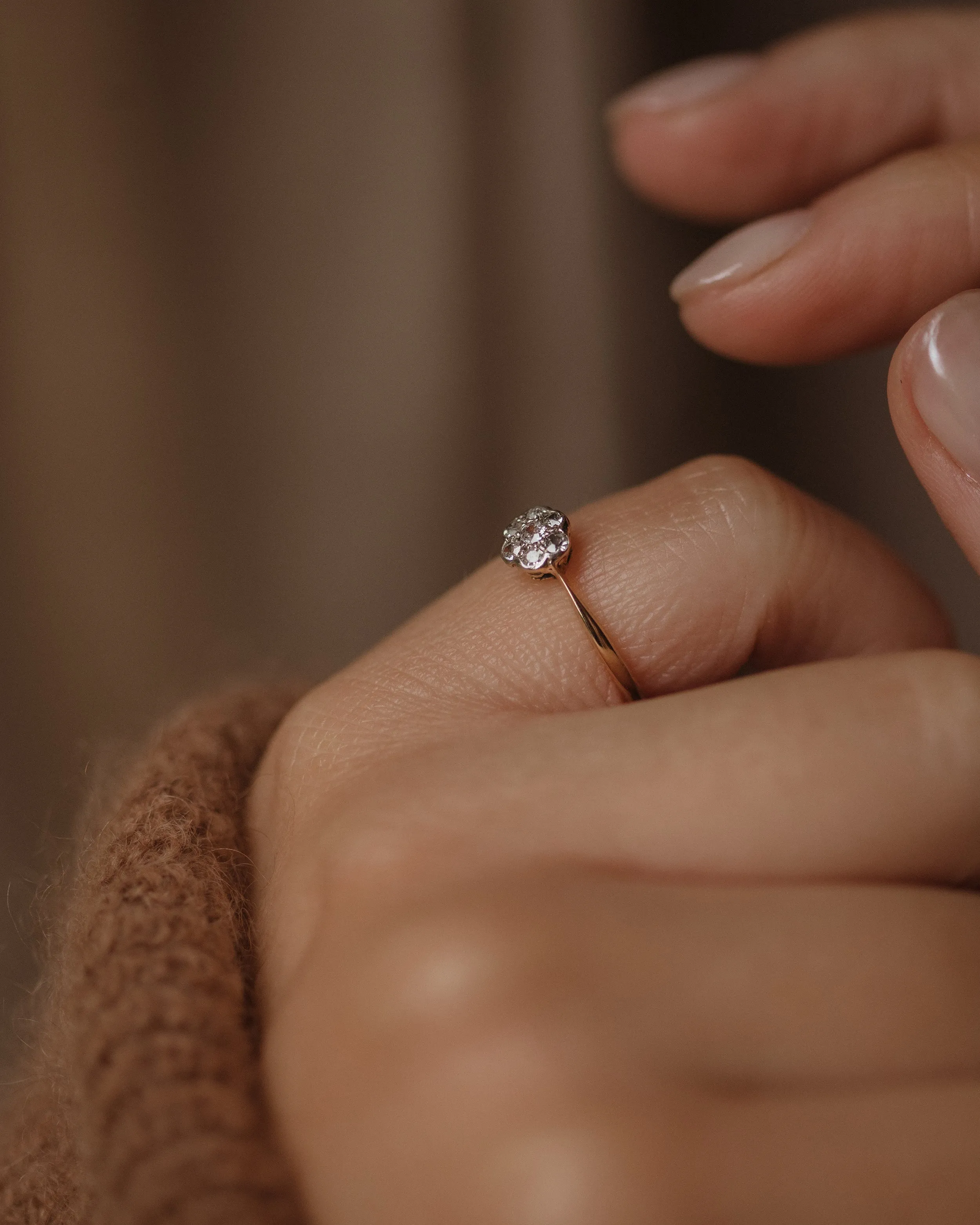 Eliza Vintage 18ct Gold Diamond Daisy Cluster Ring sold by Rock n Rose product image thumbnail 2