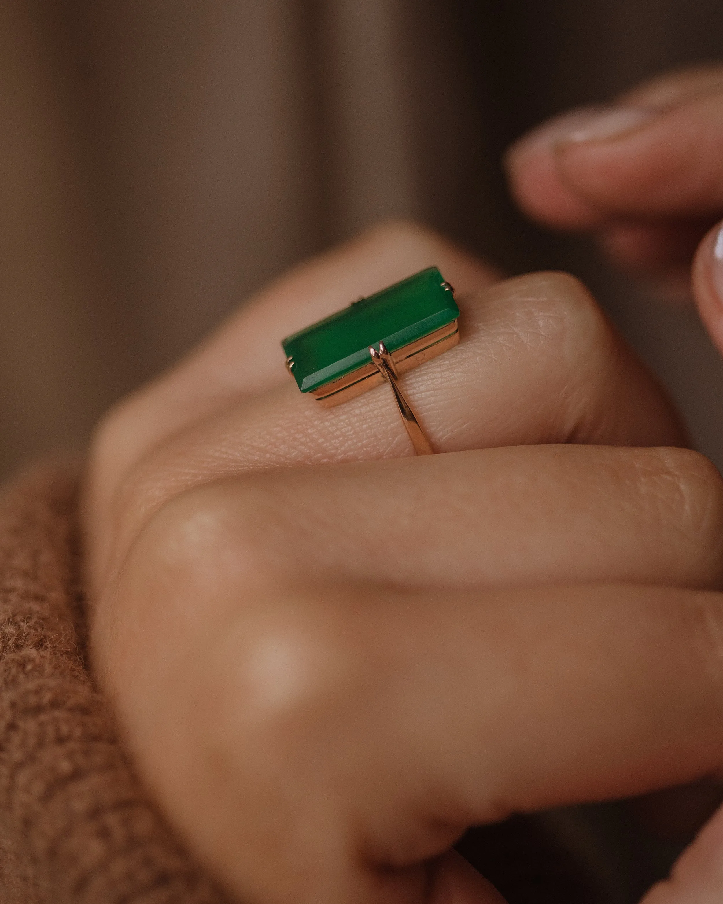 Alta Antique 9ct Gold Chrysoprase Panel Ring sold by Rock n Rose product image thumbnail 2