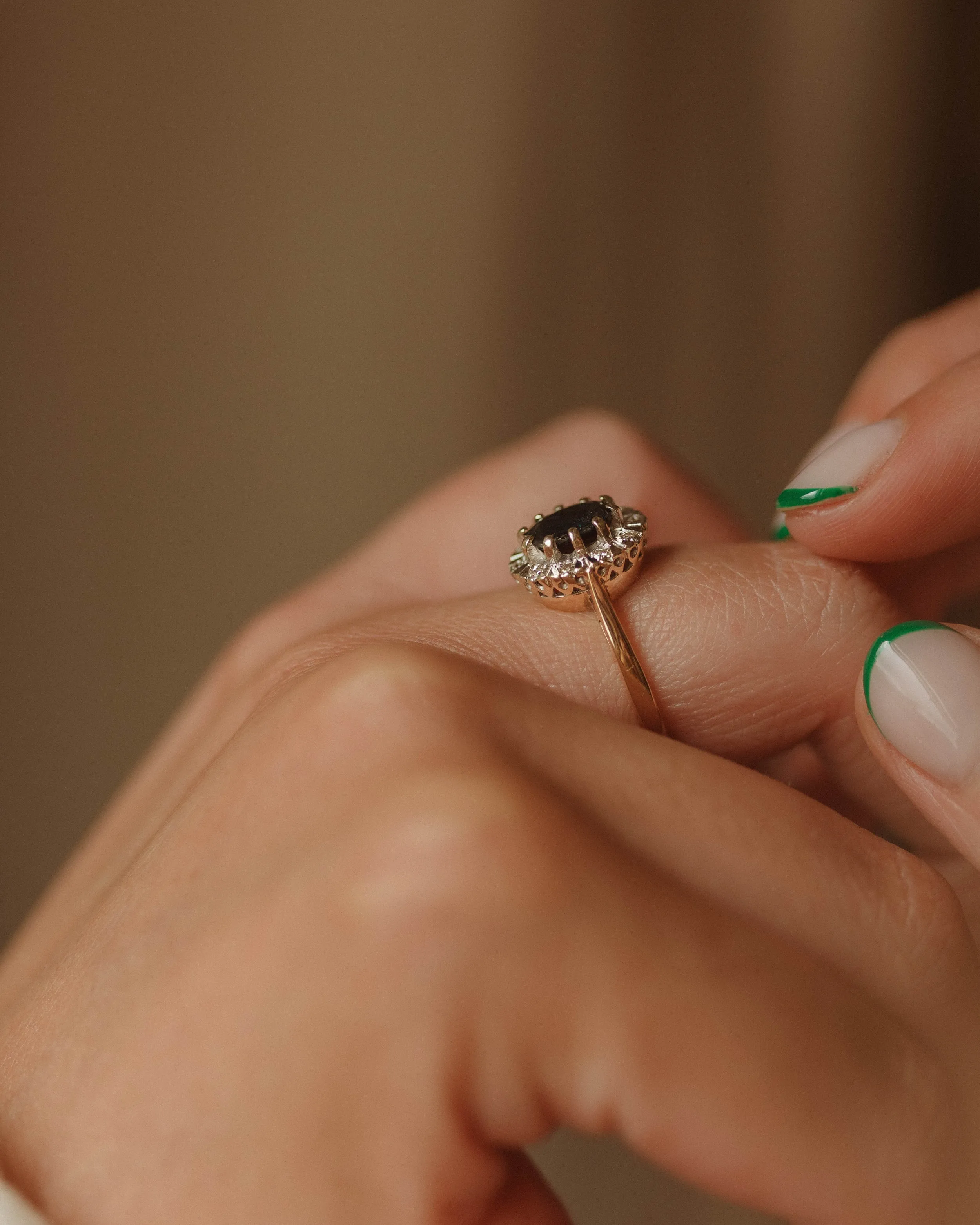 Lillian 1981 9ct Gold Sapphire & Diamond Cluster Ring sold by Rock n Rose product image thumbnail 3