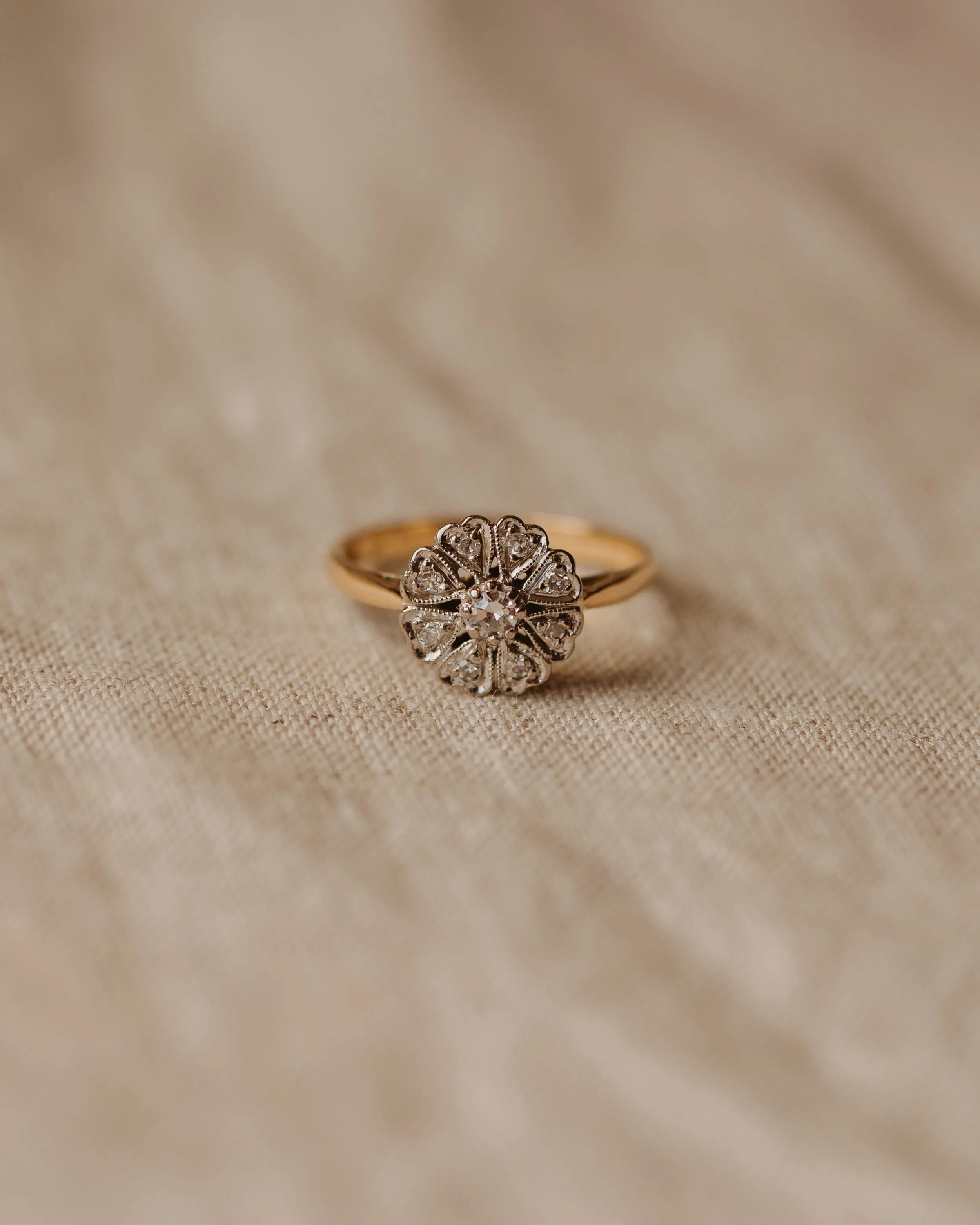 Marianne Antique 18ct Gold Diamond Cluster Ring sold by Rock n Rose product image thumbnail 2