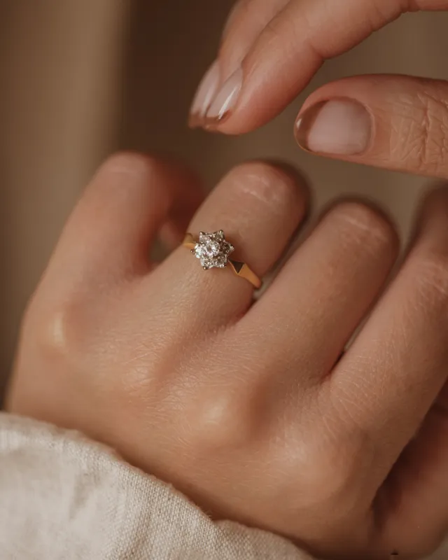 Annabelle 1977 18ct Gold Diamond Star Cluster Ring sold by Rock n Rose