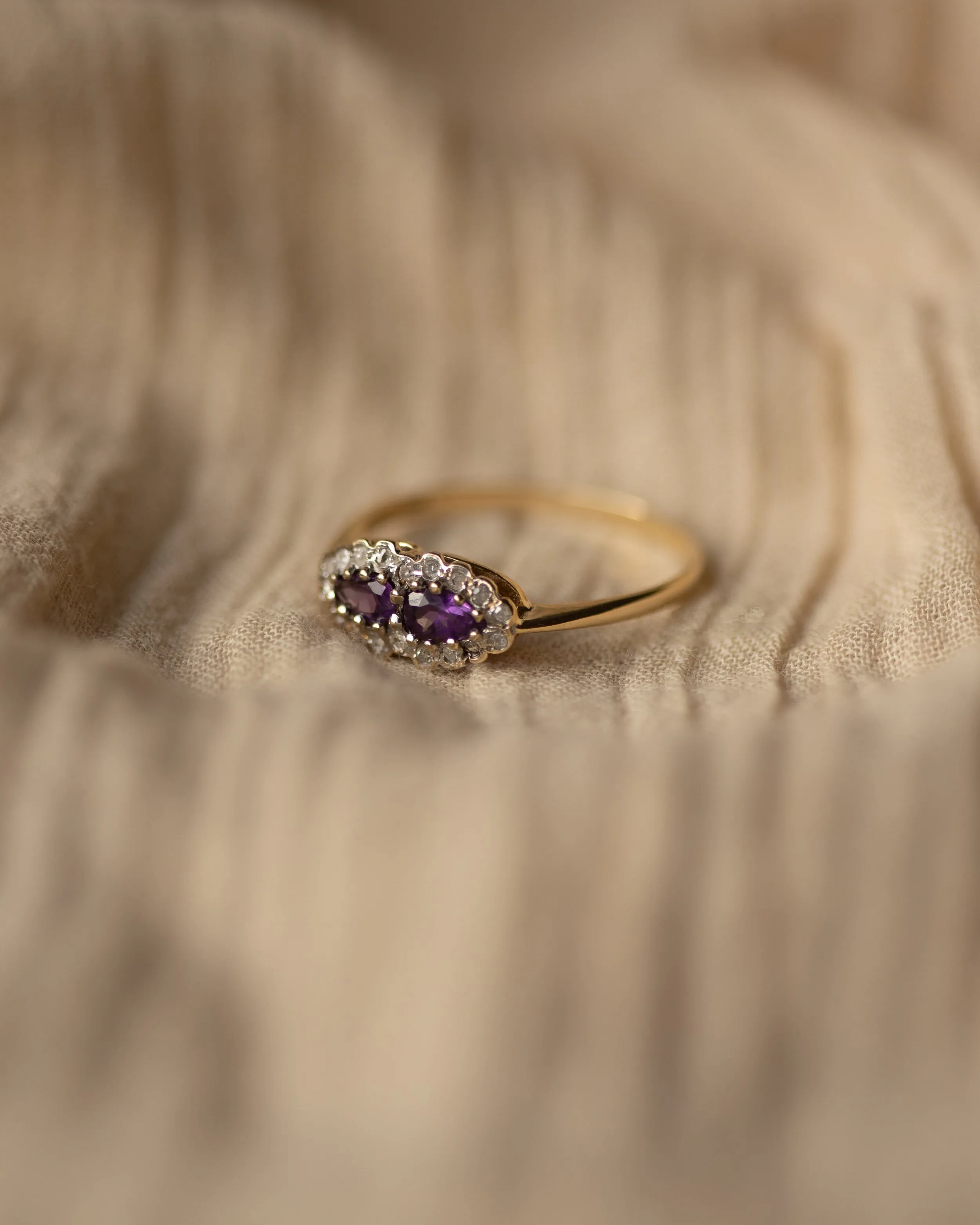 Dolores Vintage 9ct Gold Amethyst & Diamond Cluster Ring sold by Rock n Rose product image thumbnail 3