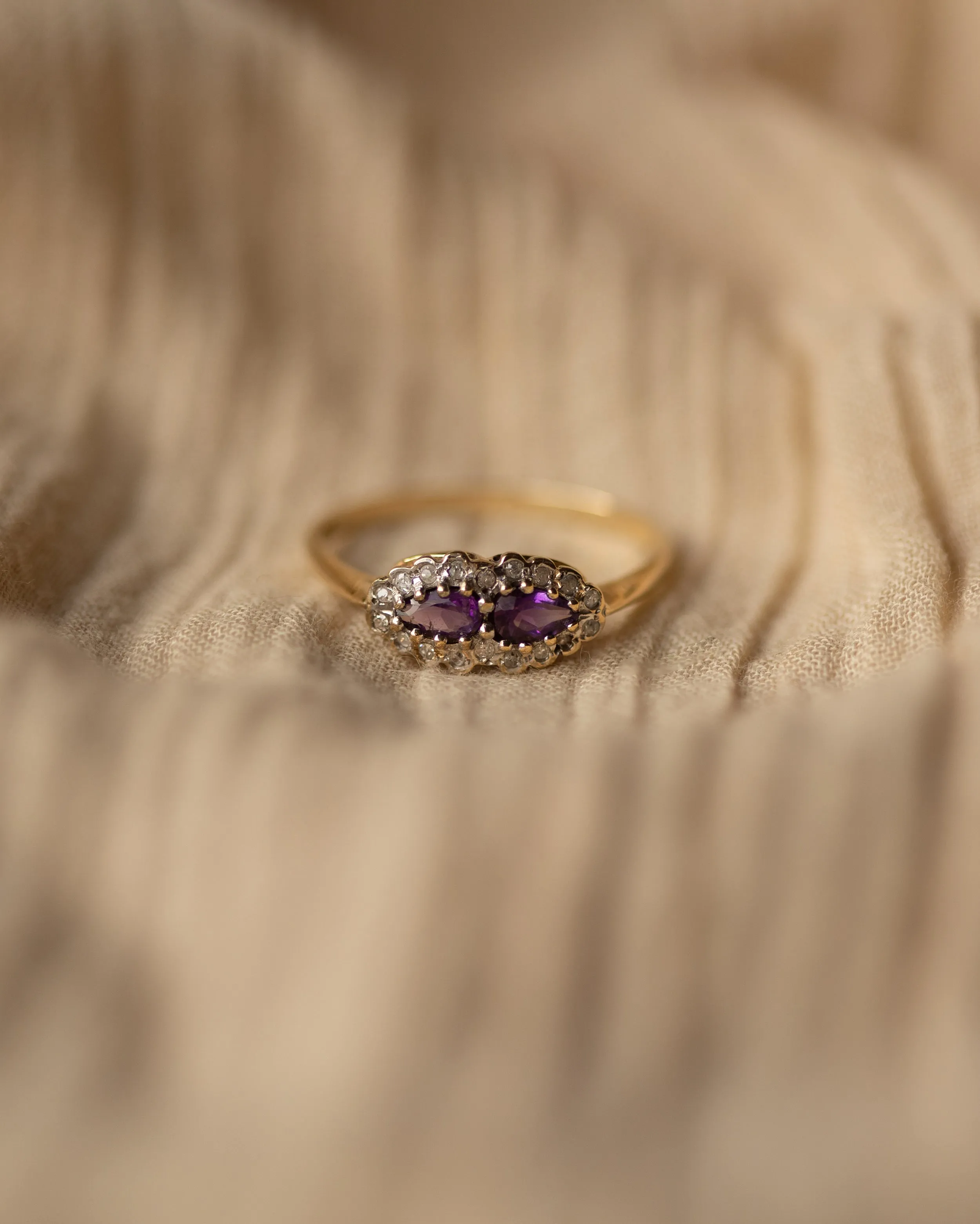 Dolores Vintage 9ct Gold Amethyst & Diamond Cluster Ring sold by Rock n Rose product image thumbnail 2