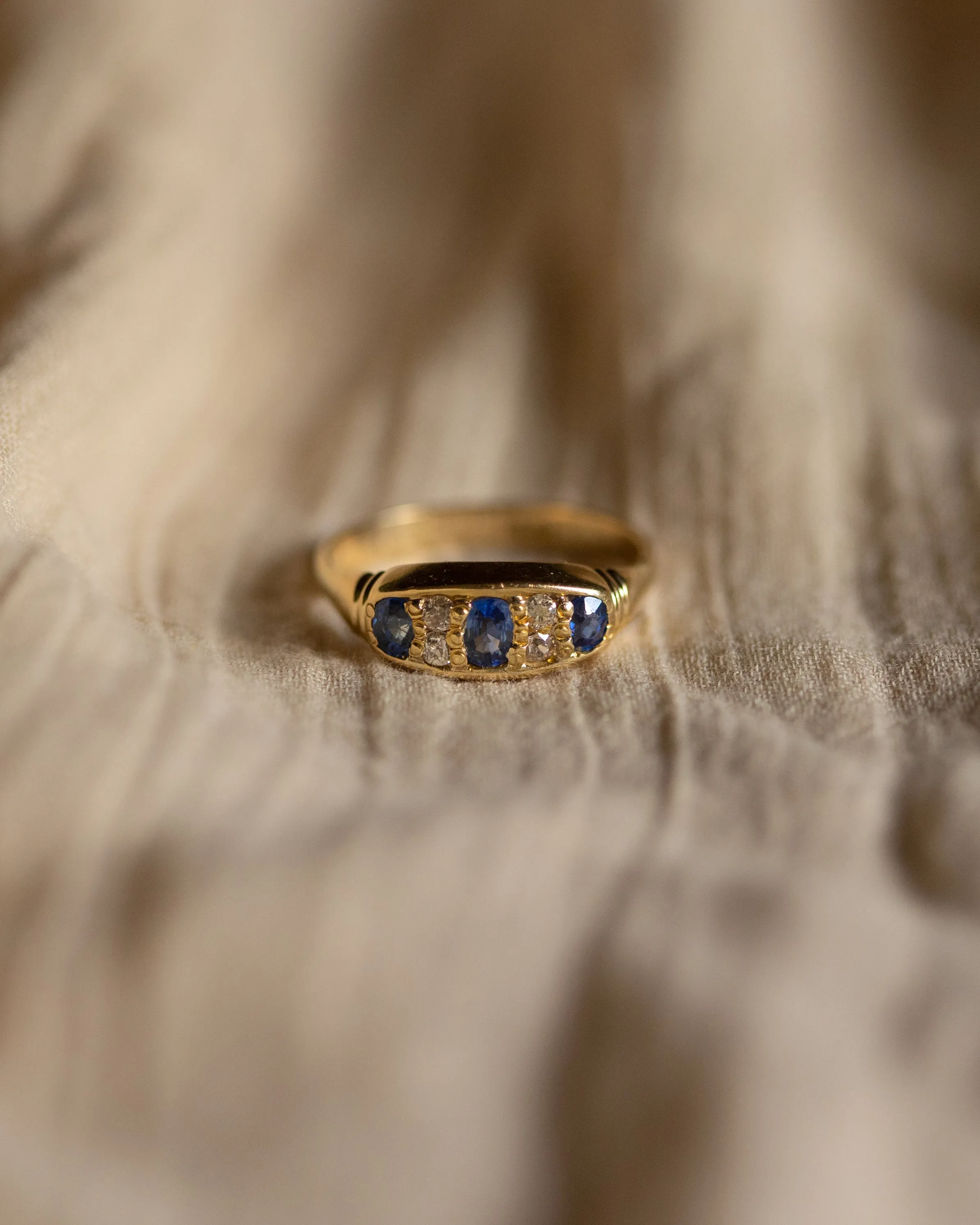 Charlotte Antique 18ct Gold Sapphire & Diamond Ring sold by Rock n Rose