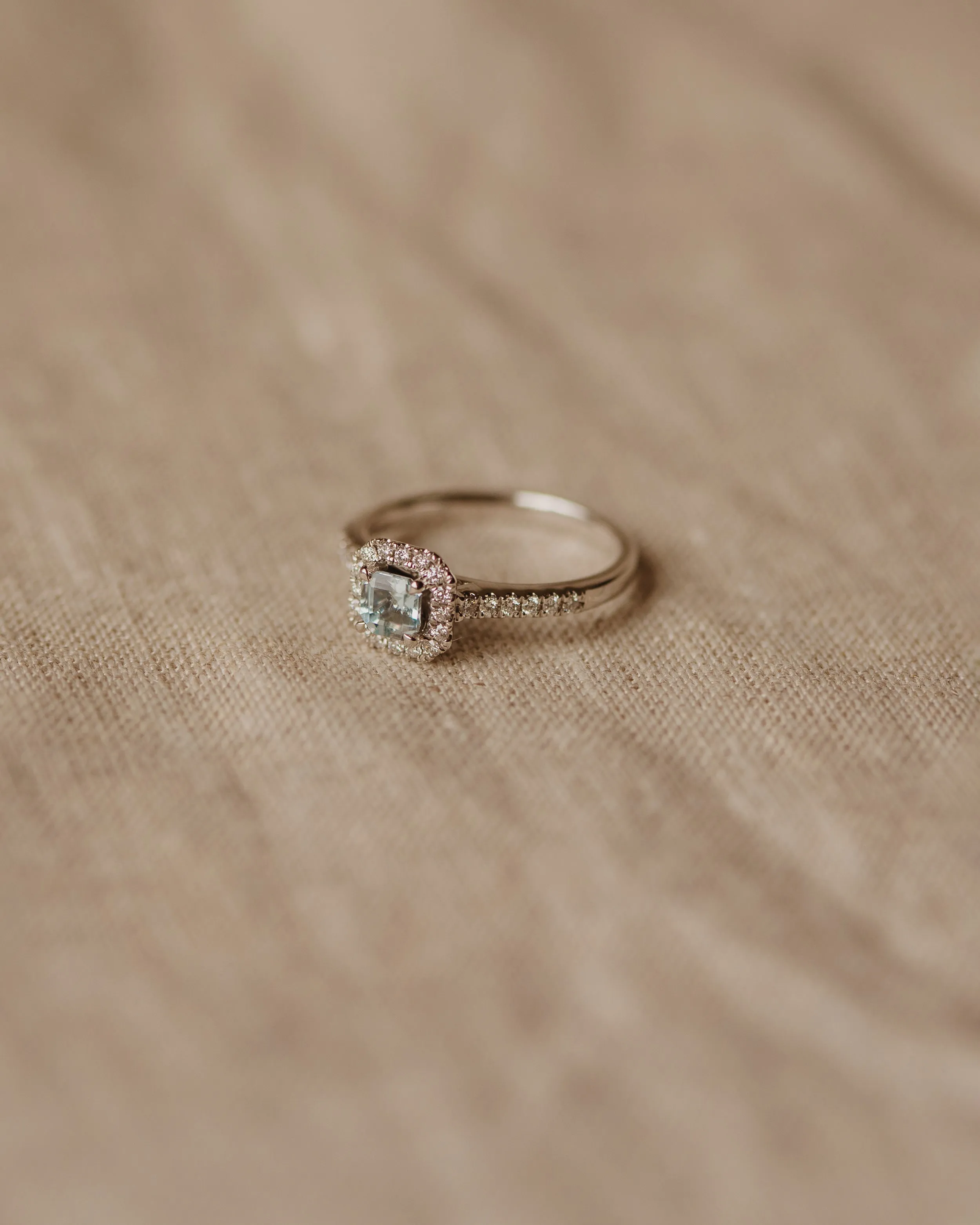 Olivia 18ct White Gold Aquamarine & Diamond Cluster Ring sold by Rock n Rose product image thumbnail 4