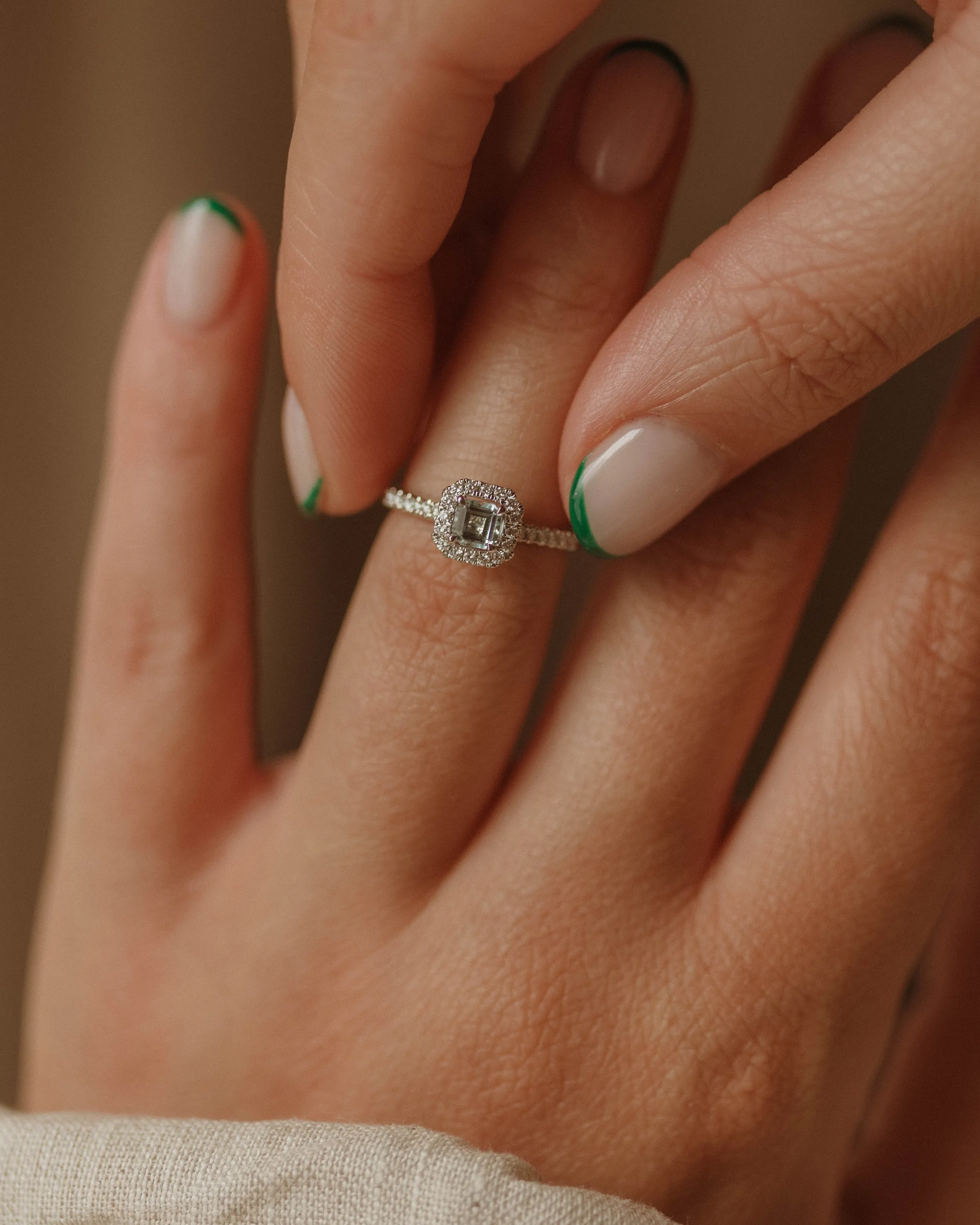 Olivia 18ct White Gold Aquamarine & Diamond Cluster Ring sold by Rock n Rose product image thumbnail 3