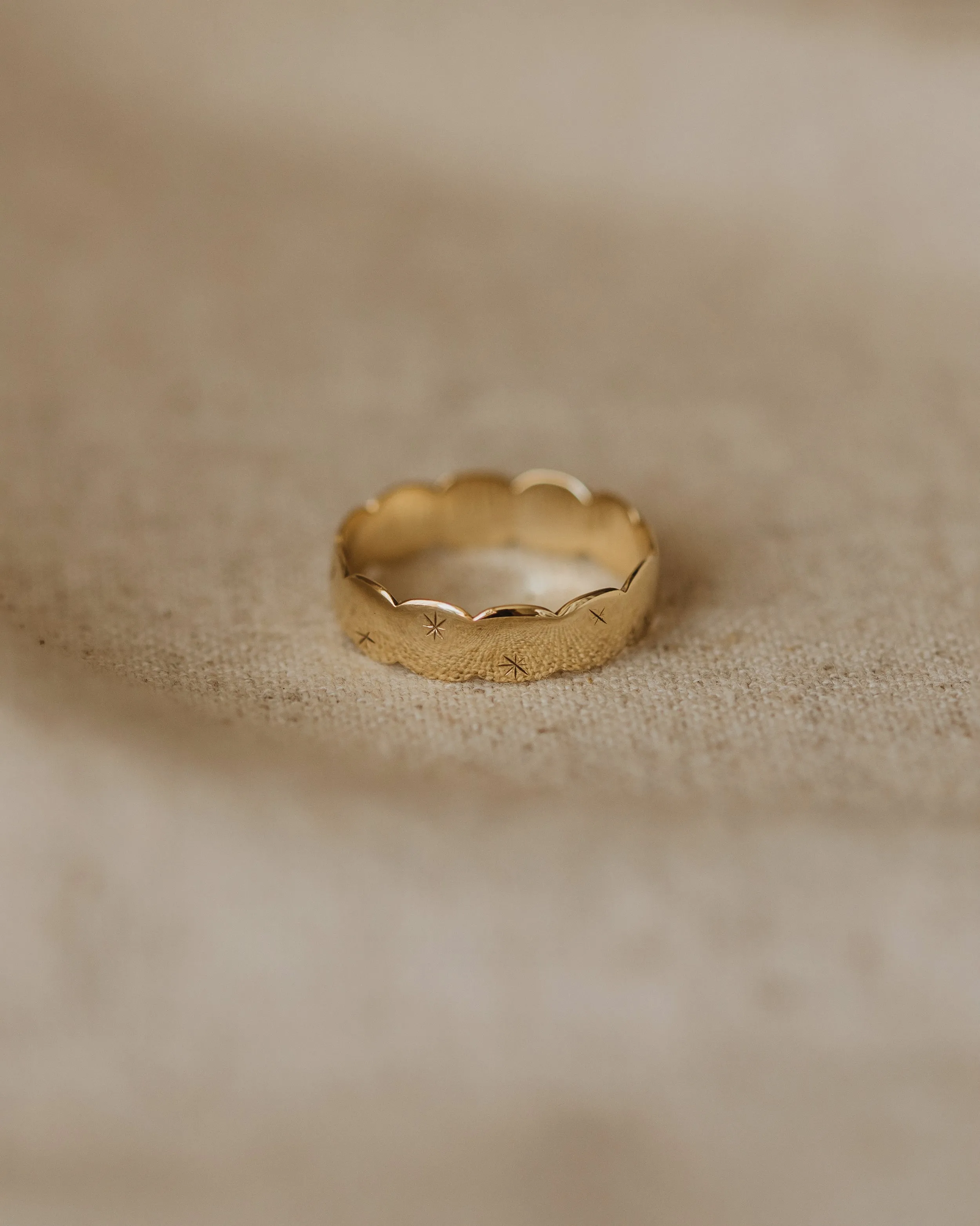 Lottie 1977 9ct Gold Scalloped Star Band Ring sold by Rock n Rose product image thumbnail 2