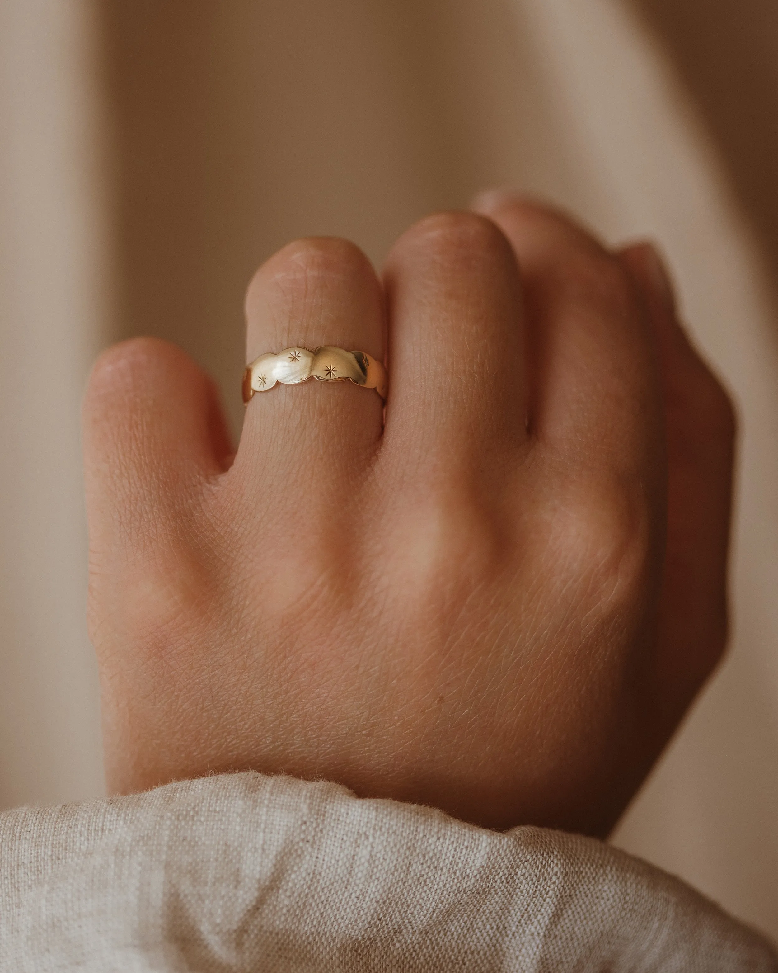 Lottie 1977 9ct Gold Scalloped Star Band Ring sold by Rock n Rose product image thumbnail 3