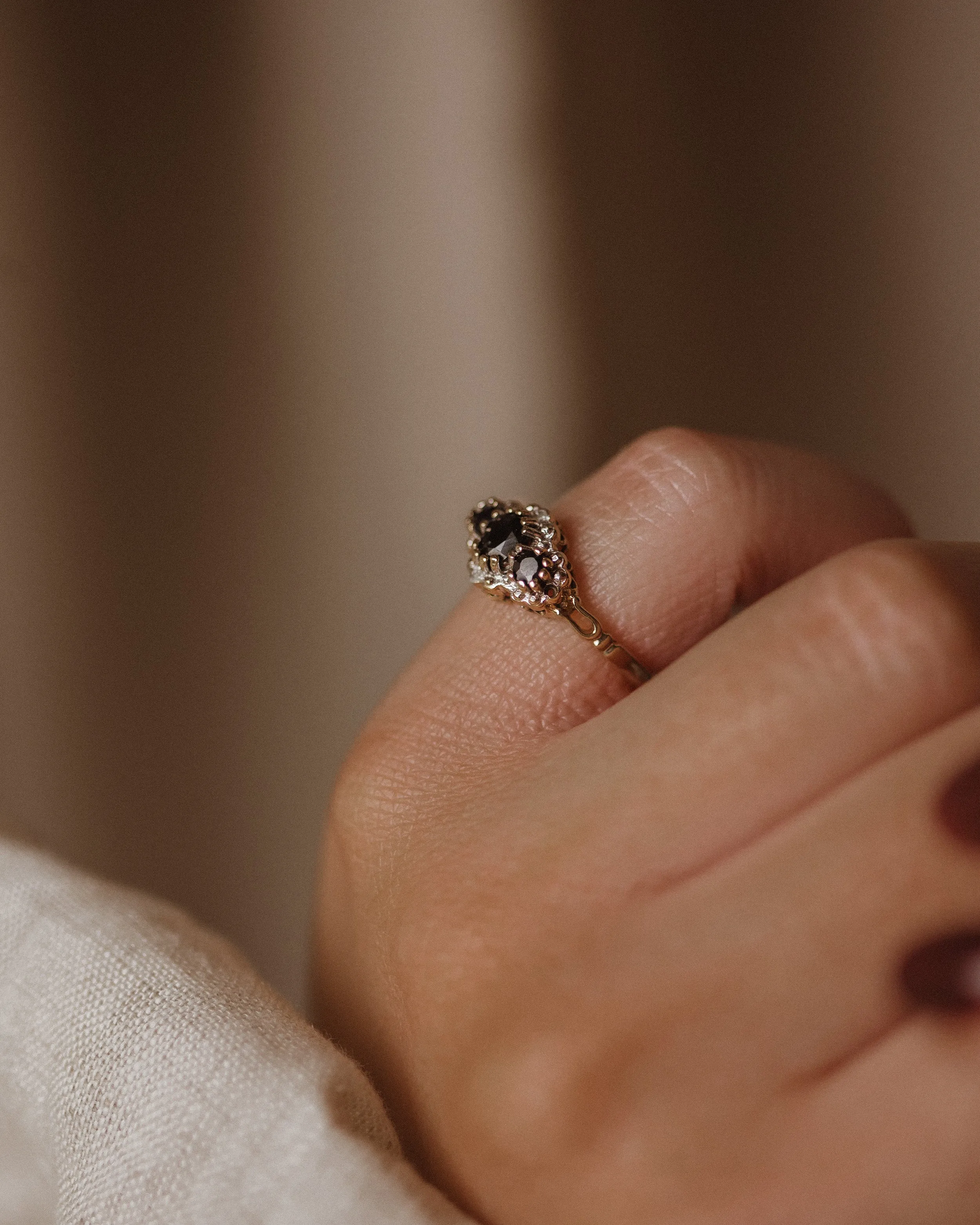 Mavis 1973 Vintage 9ct Gold Sapphire & Diamond Cluster Ring sold by Rock n Rose product image thumbnail 3