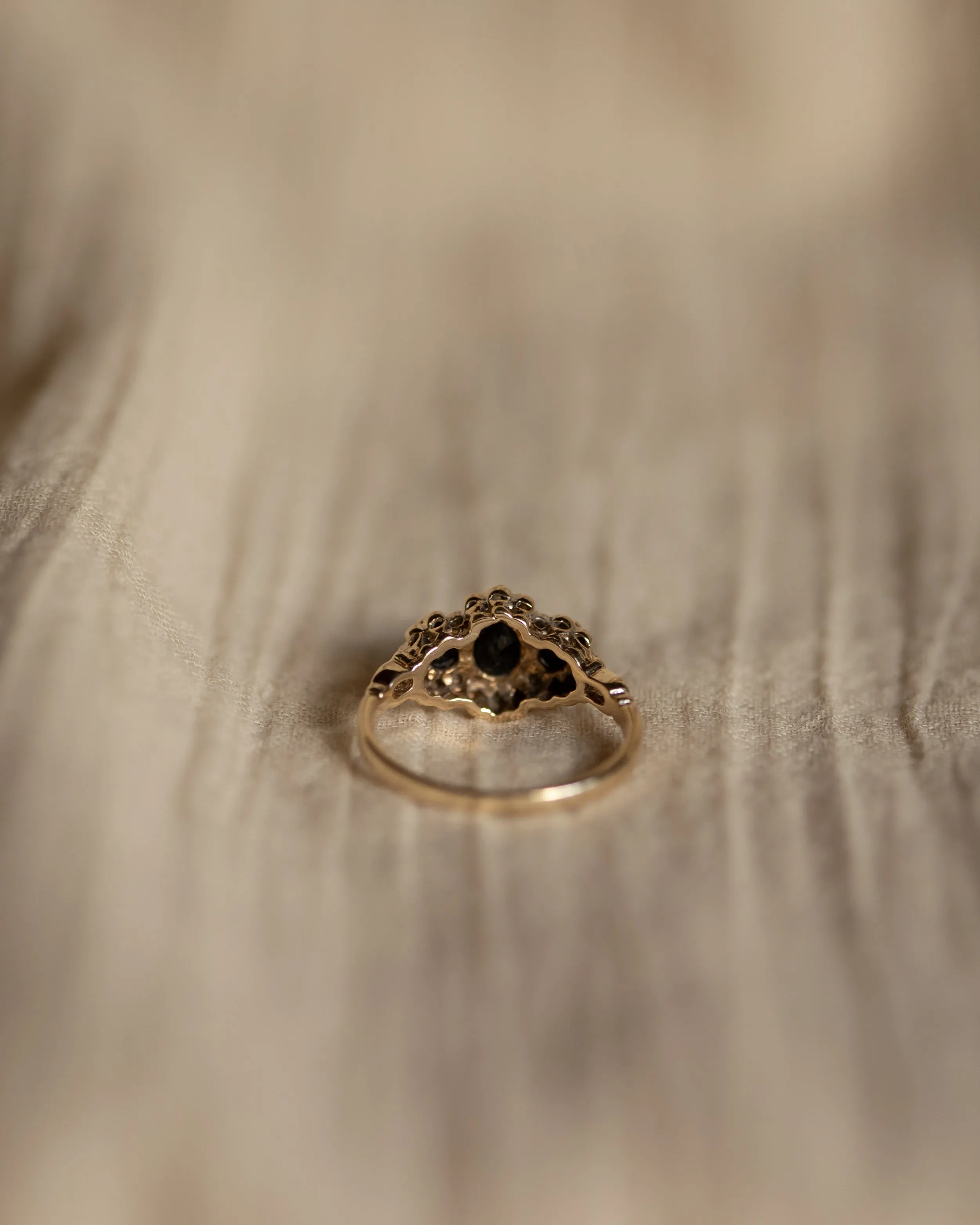 Mavis 1973 Vintage 9ct Gold Sapphire & Diamond Cluster Ring sold by Rock n Rose product image thumbnail 5