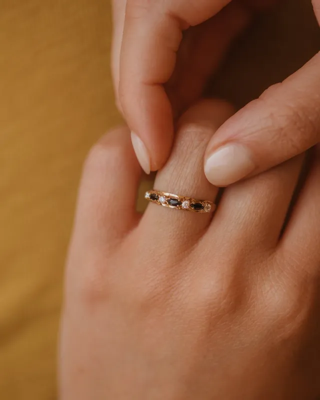 Ethel 1987 9ct Gold Sapphire Half Eternity Ring sold by Rock n Rose