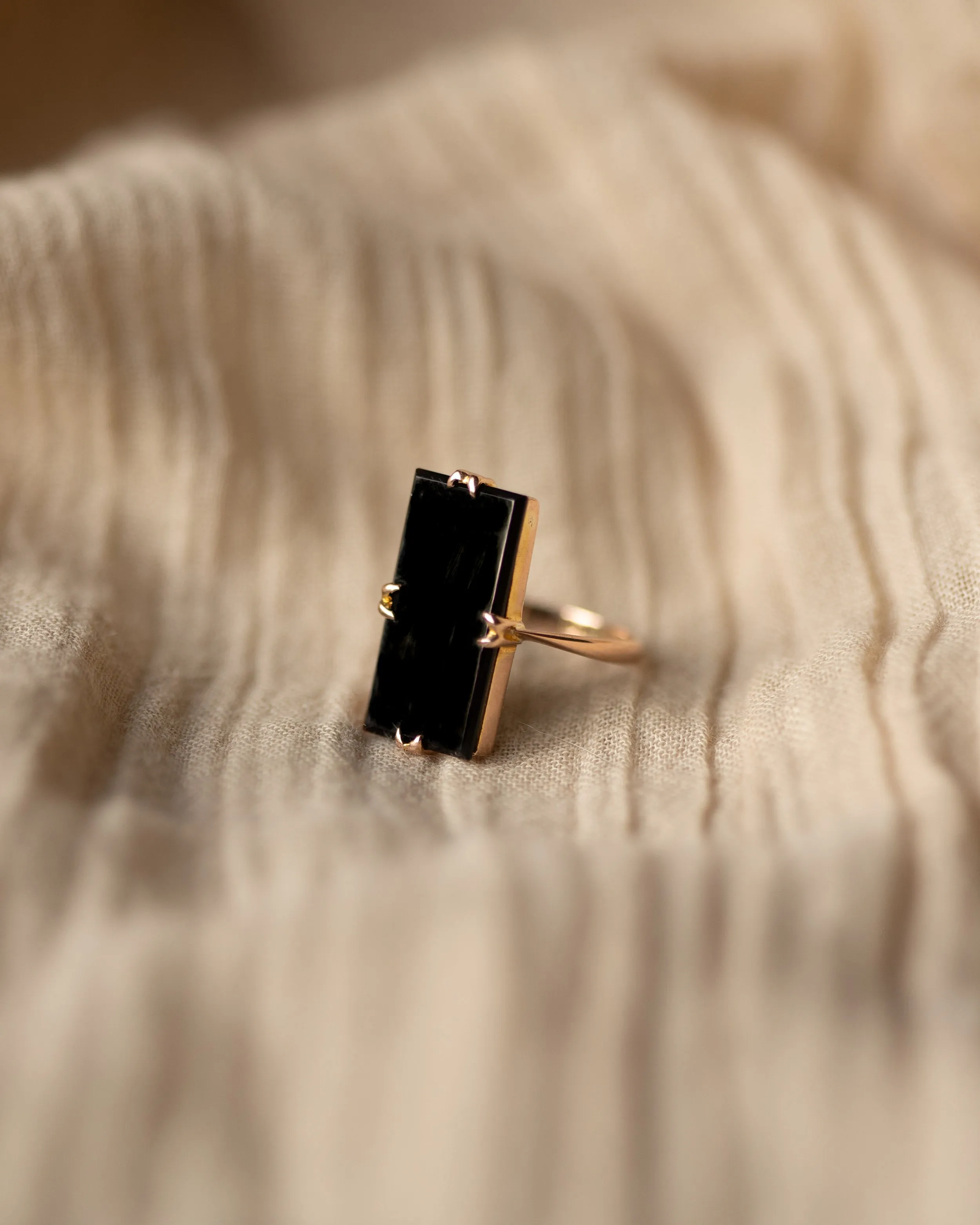 Bertha 1929 Art Deco 9ct Gold Black Onyx Panel Ring sold by Rock n Rose product image thumbnail 4