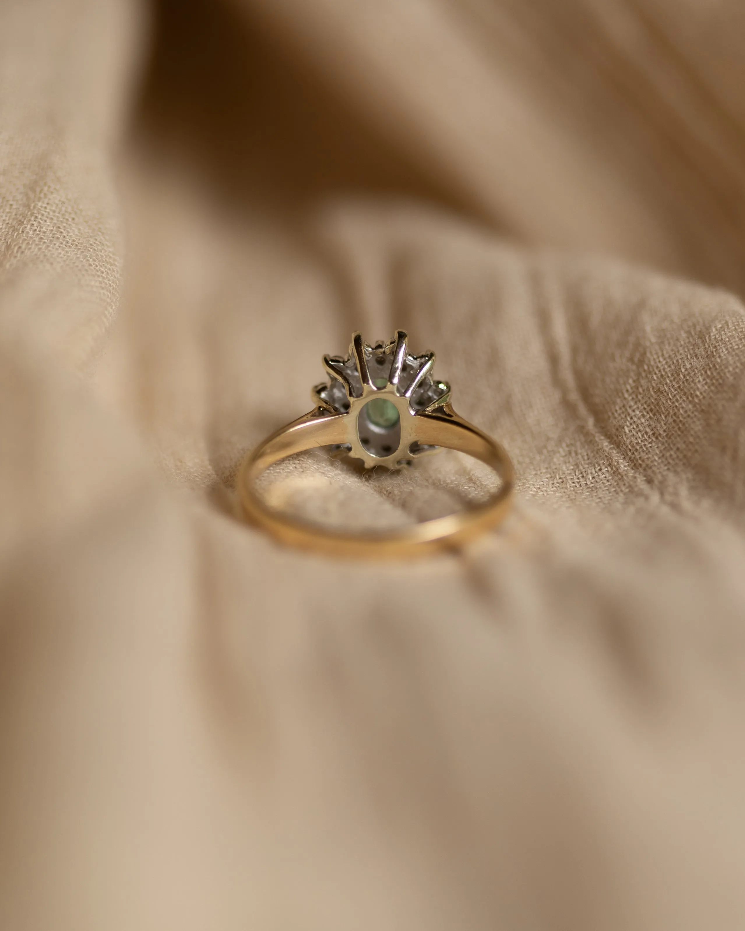 Rowan 1984 Vintage 9ct Gold Emerald & Diamond Cluster Ring sold by Rock n Rose product image thumbnail 5