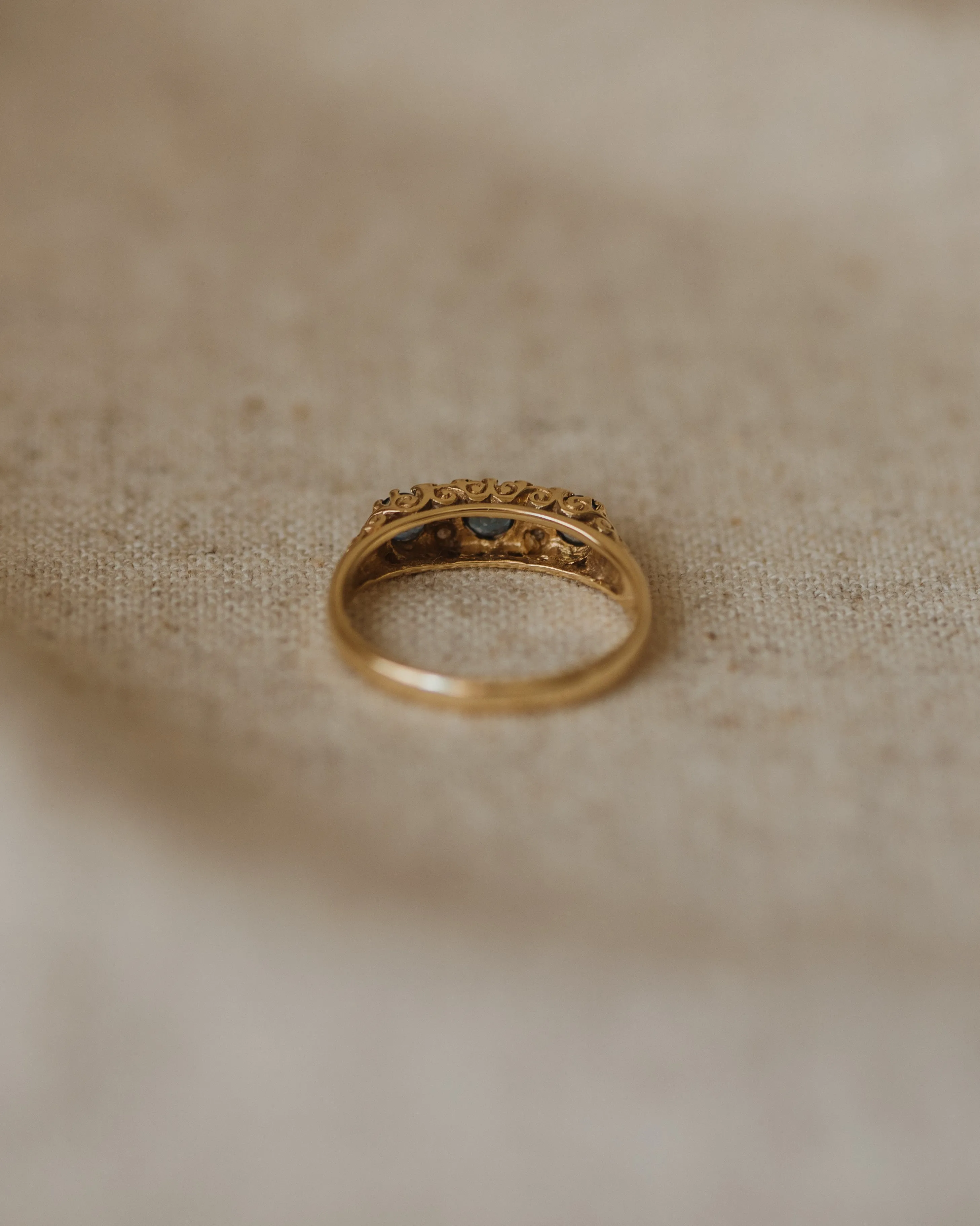 Jemima Vintage 9ct Gold Sapphire & Diamond Trilogy Ring sold by Rock n Rose product image thumbnail 5