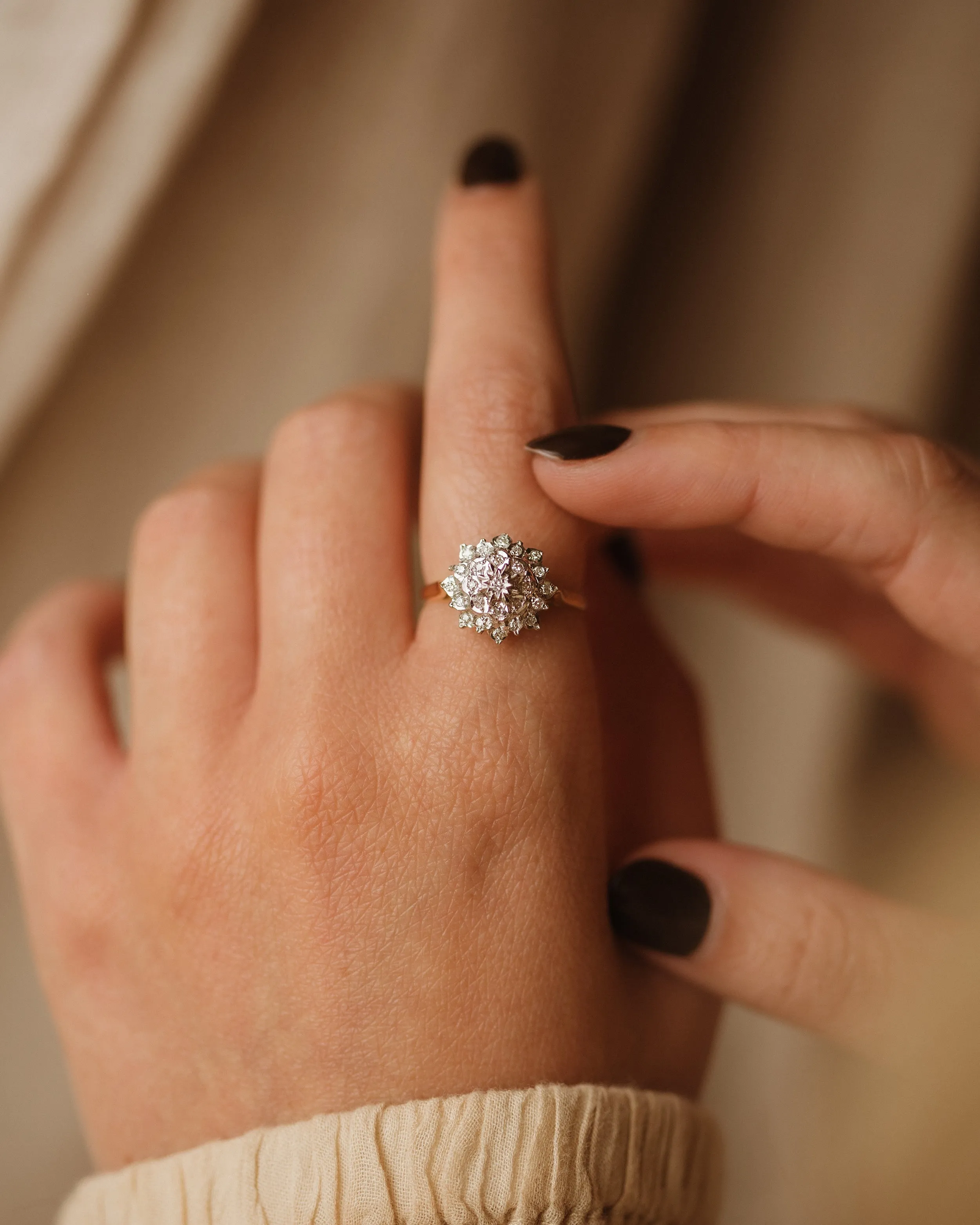 Sylvia 1981 9ct Gold Diamond Cluster Ring sold by Rock n Rose product image thumbnail 3