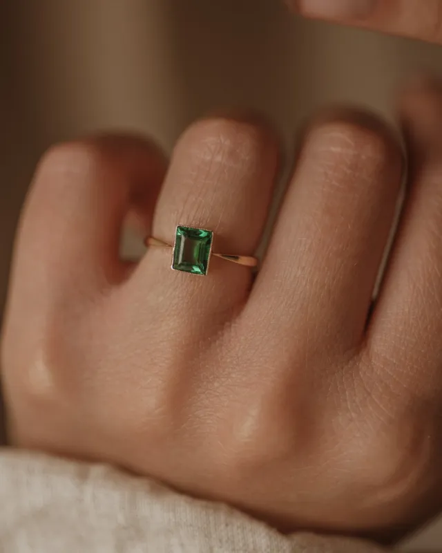 Nina Vintage Art Deco 9ct Gold Paste Solitaire Ring sold by Rock n Rose