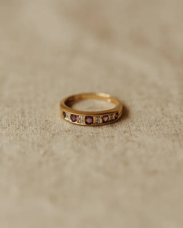Bernadette Vintage 9ct Gold Amethyst & Diamond Ring sold by Rock n Rose