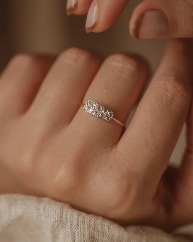 Sophia Antique 18ct Gold Diamond Bar Ring sold by Rock n Rose