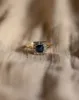 Esther Vintage 18ct Gold Sapphire & Diamond Square Cluster Ring sold by Rock n Rose
