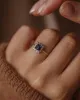 Esther Vintage 18ct Gold Sapphire & Diamond Square Cluster Ring sold by Rock n Rose
