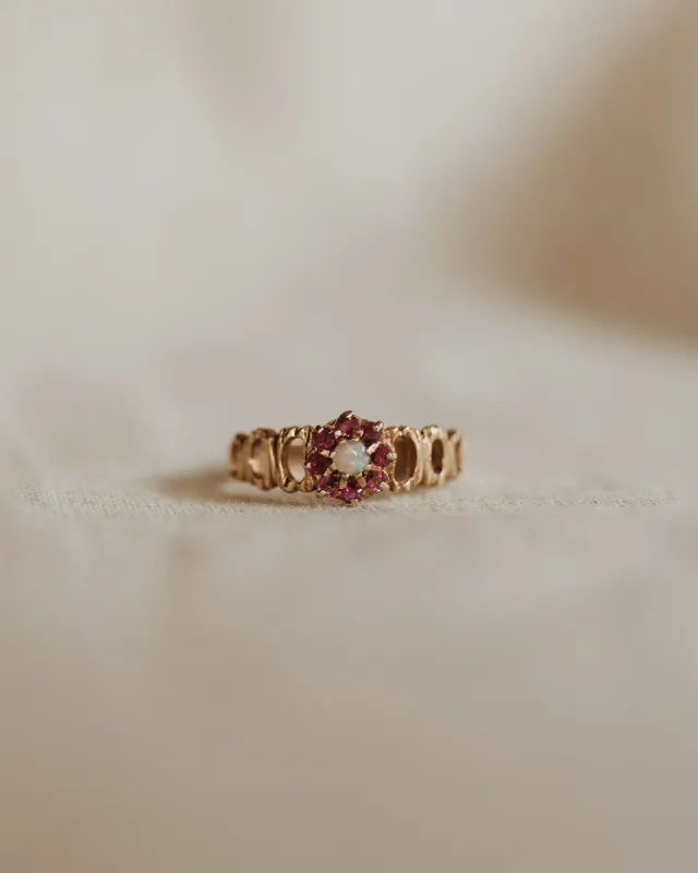 Dorothy 9ct Gold Opal & Ruby Ring sold by Rock n Rose