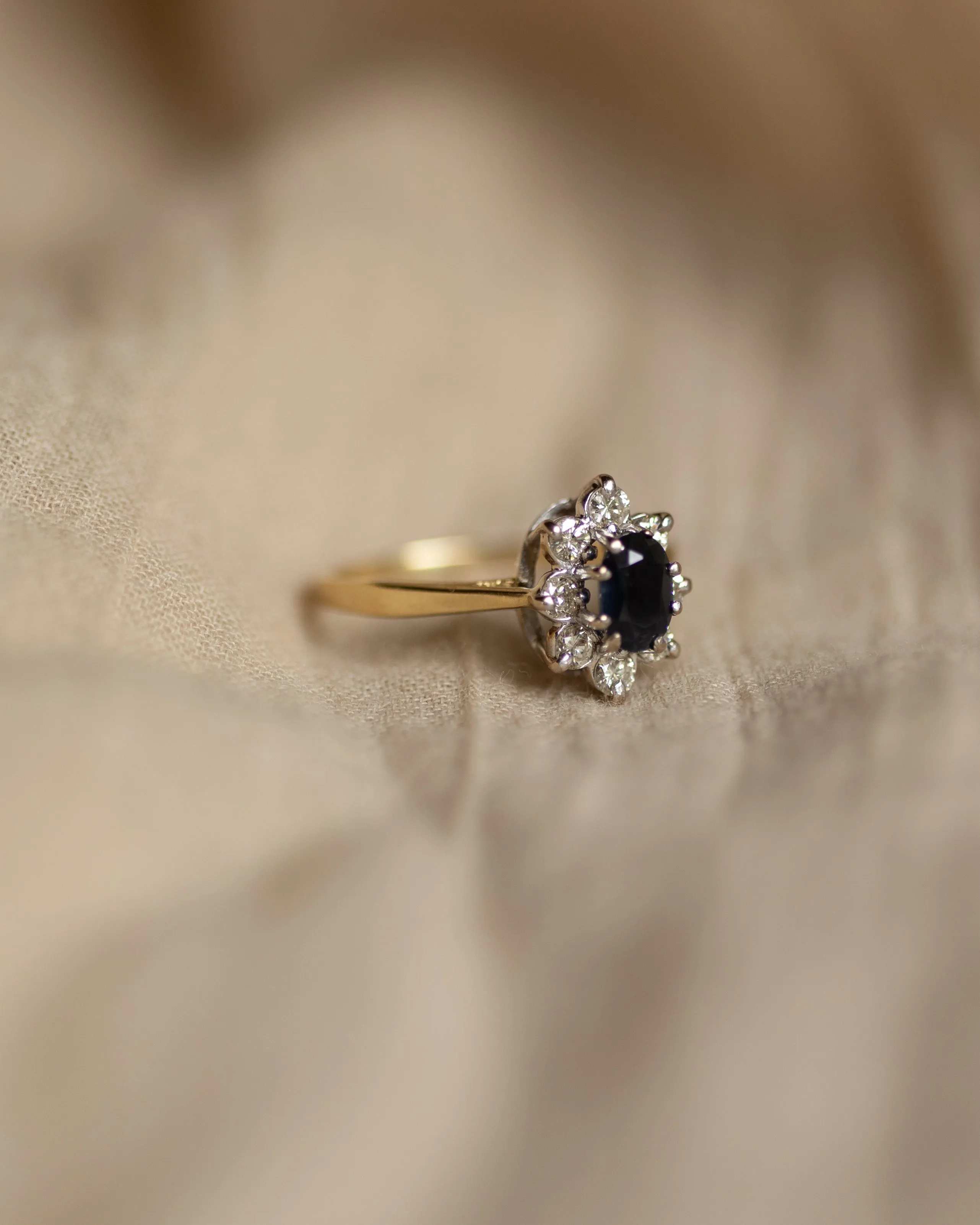 Verity 1981 Vintage 18ct Gold Sapphire & Diamond Cluster Ring sold by Rock n Rose product image thumbnail 4