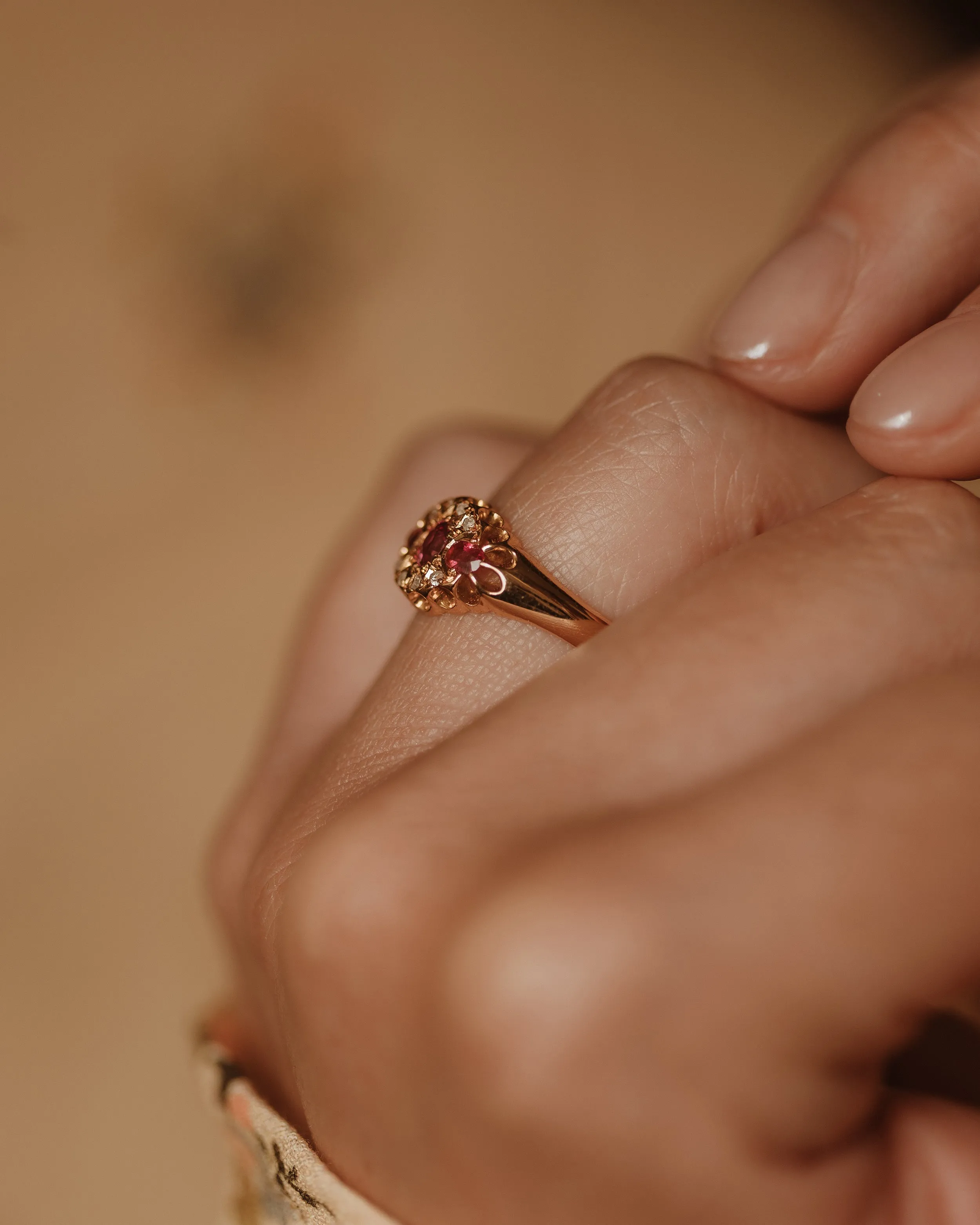 Delphine 1903 Antique 18ct Gold Ruby & Diamond Ring sold by Rock n Rose product image thumbnail 2