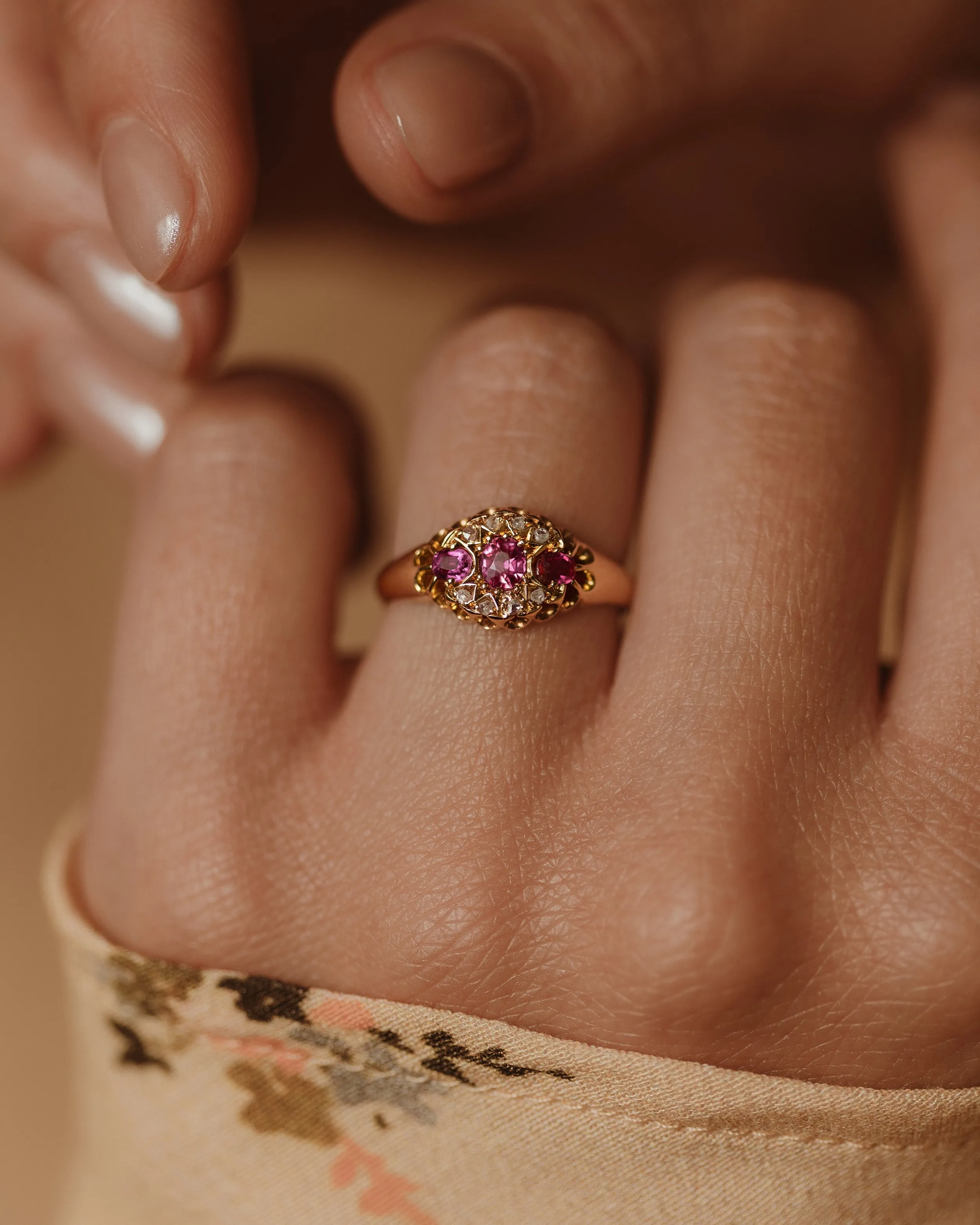 Delphine 1903 Antique 18ct Gold Ruby & Diamond Ring sold by Rock n Rose