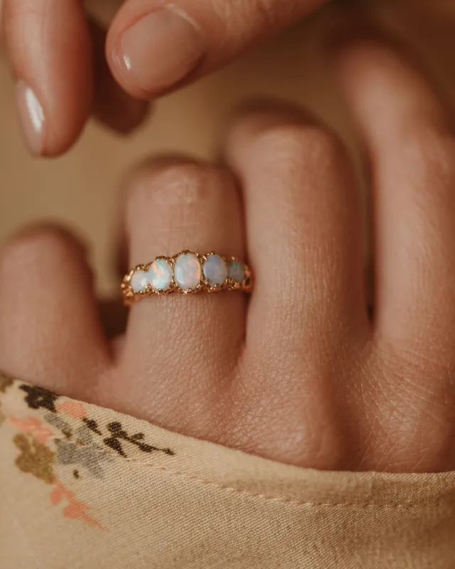 Alberta 1974 Vintage 9ct Gold Opal Five Stone Ring sold by Rock n Rose