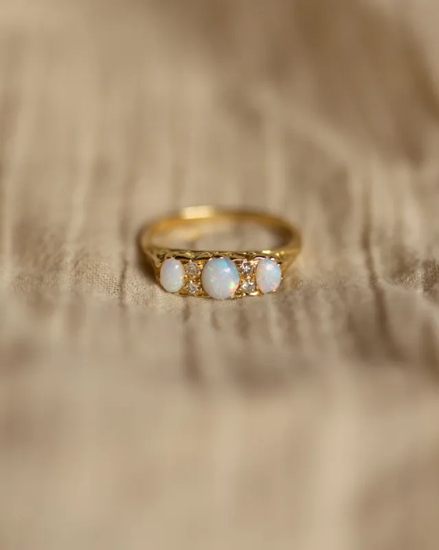 Christabel 1961 Vintage 18ct Gold Opal & Diamond Ring sold by Rock n Rose