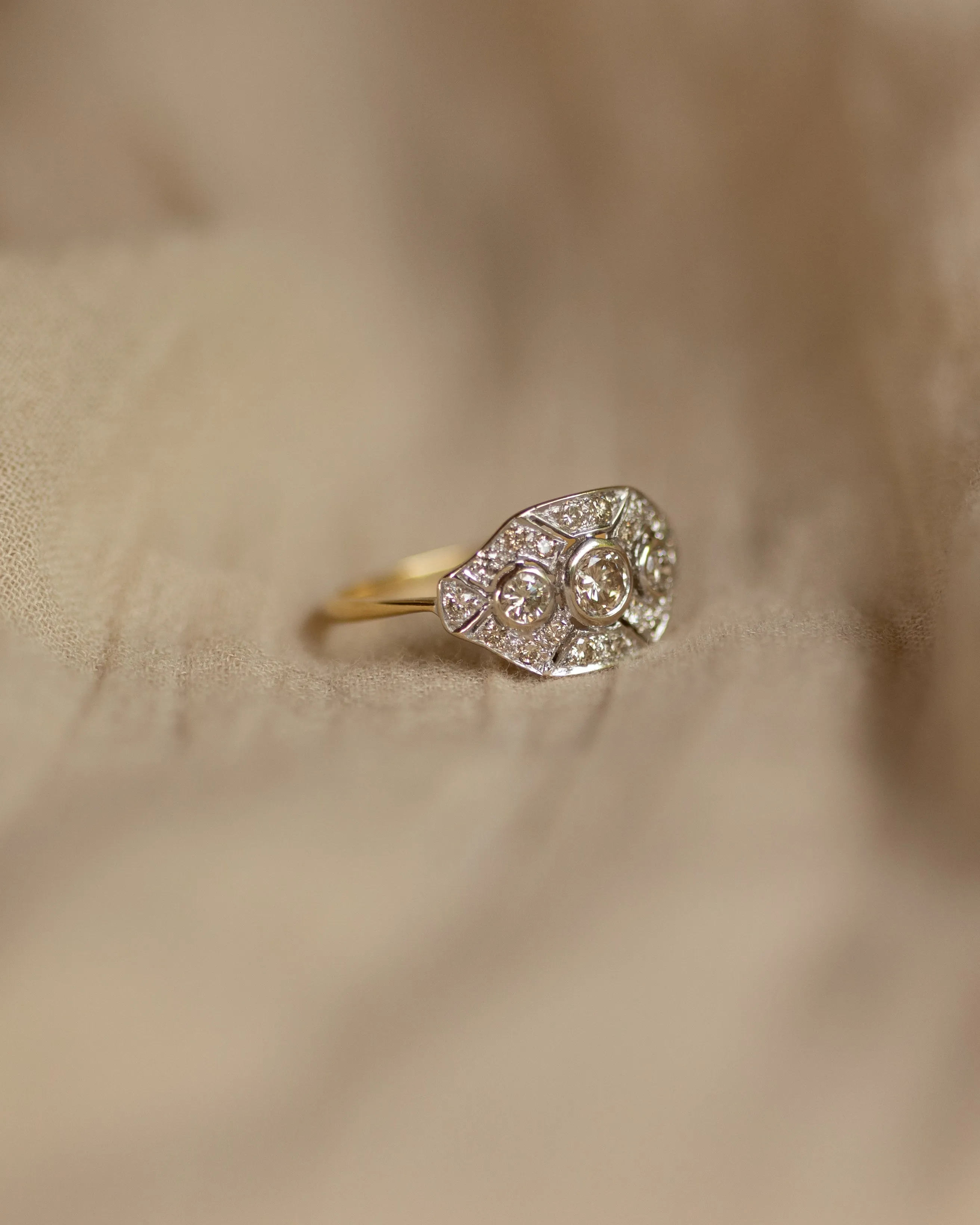 Inez Vintage Art Deco 18ct Gold Diamond Panel Ring sold by Rock n Rose product image thumbnail 4