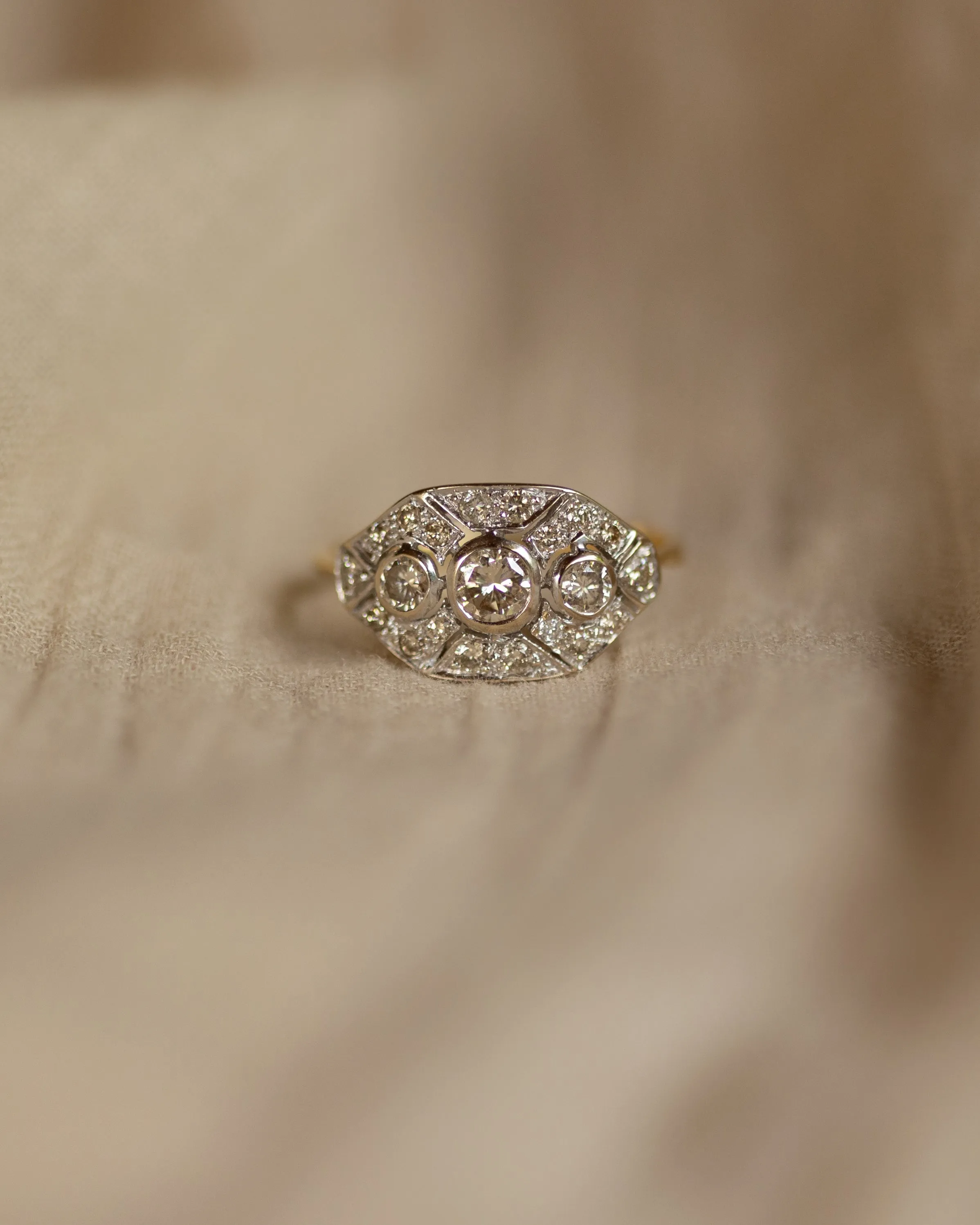 Inez Vintage Art Deco 18ct Gold Diamond Panel Ring sold by Rock n Rose product image thumbnail 3