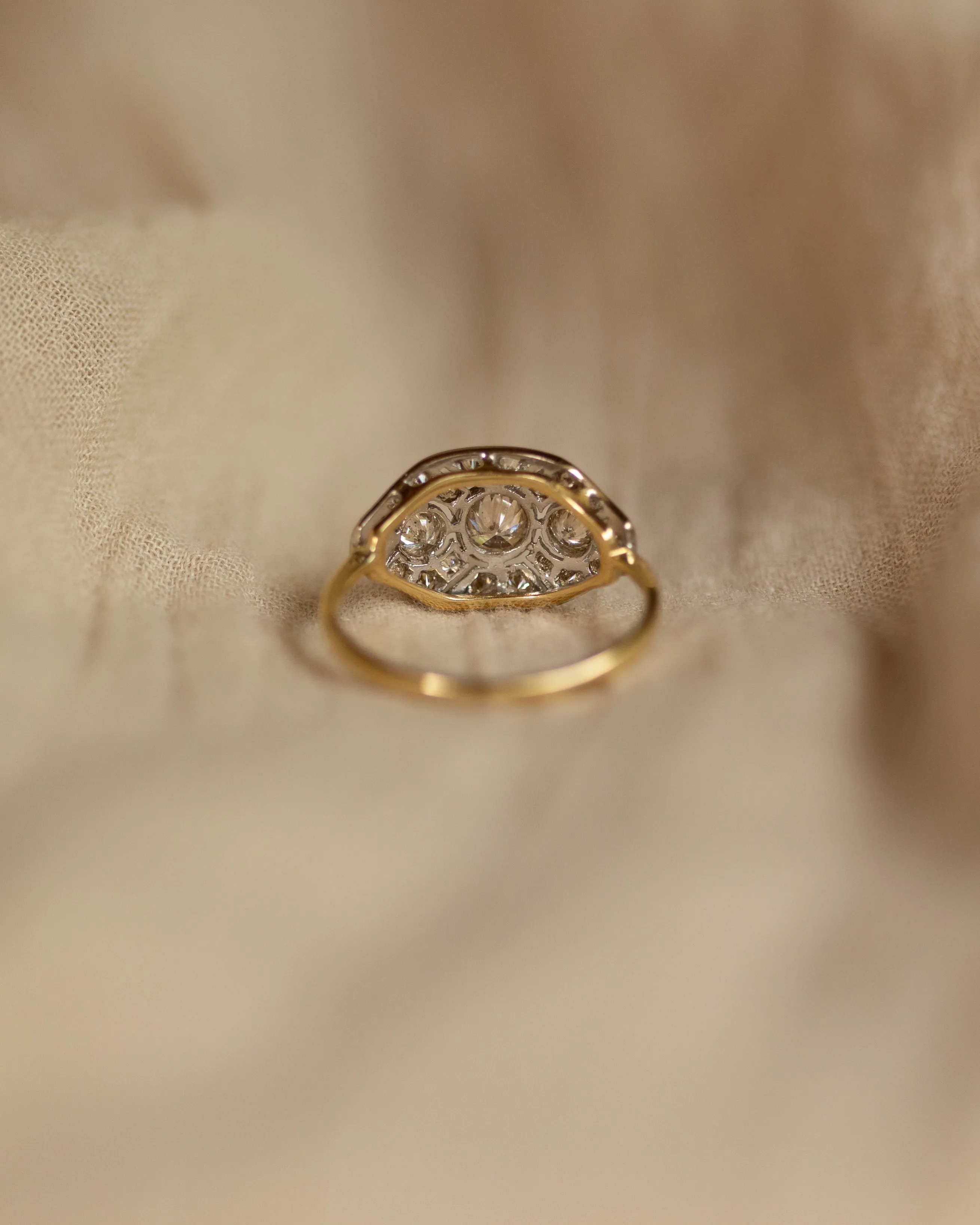 Inez Vintage Art Deco 18ct Gold Diamond Panel Ring sold by Rock n Rose product image thumbnail 5