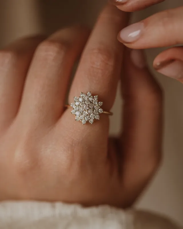 Henriette 9ct Gold Diamond Cluster Ring sold by Rock n Rose