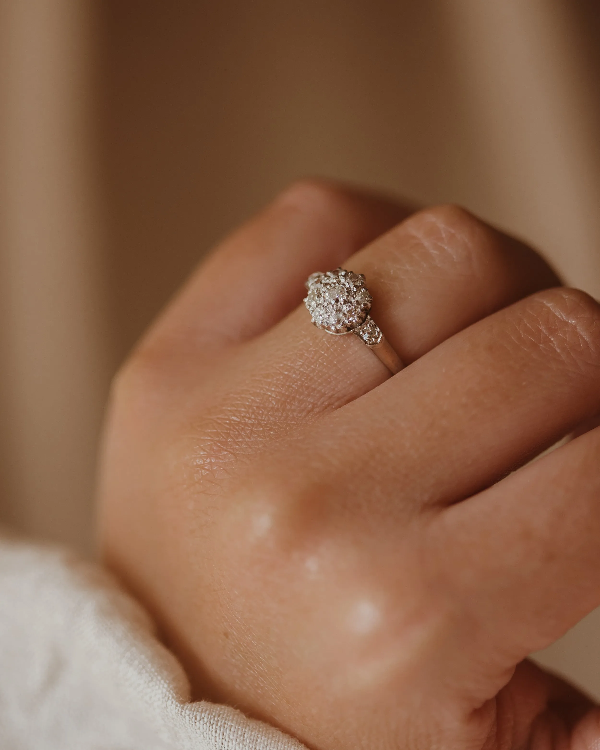 Henrietta Vintage 18ct White Gold Diamond Cluster Ring sold by Rock n Rose product image thumbnail 3