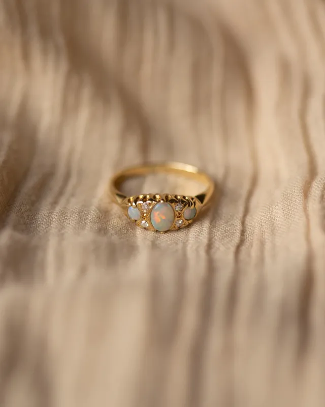 Babette Vintage 18ct Gold Opal & Diamond Ring sold by Rock n Rose