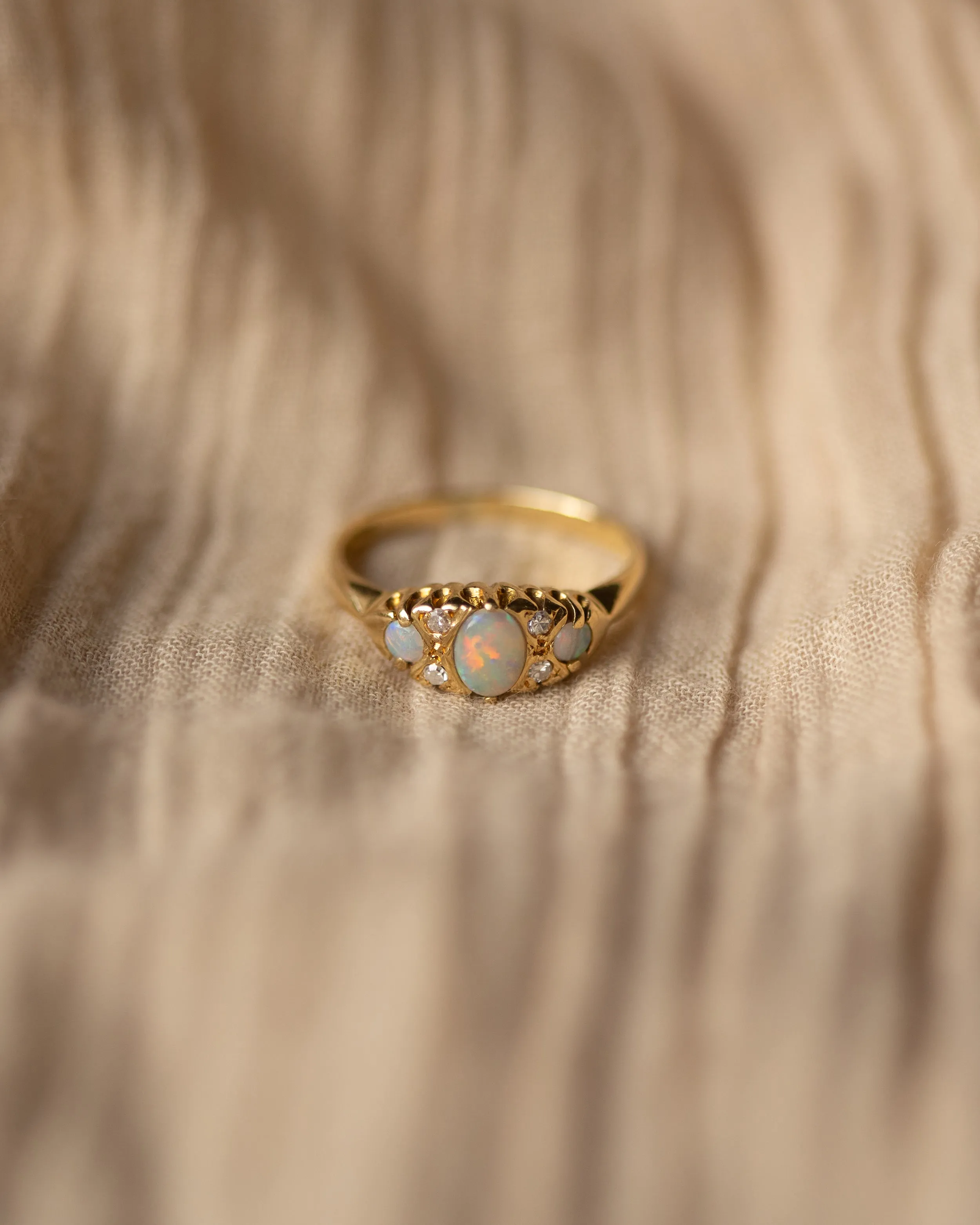 Babette Vintage 18ct Gold Opal & Diamond Ring sold by Rock n Rose