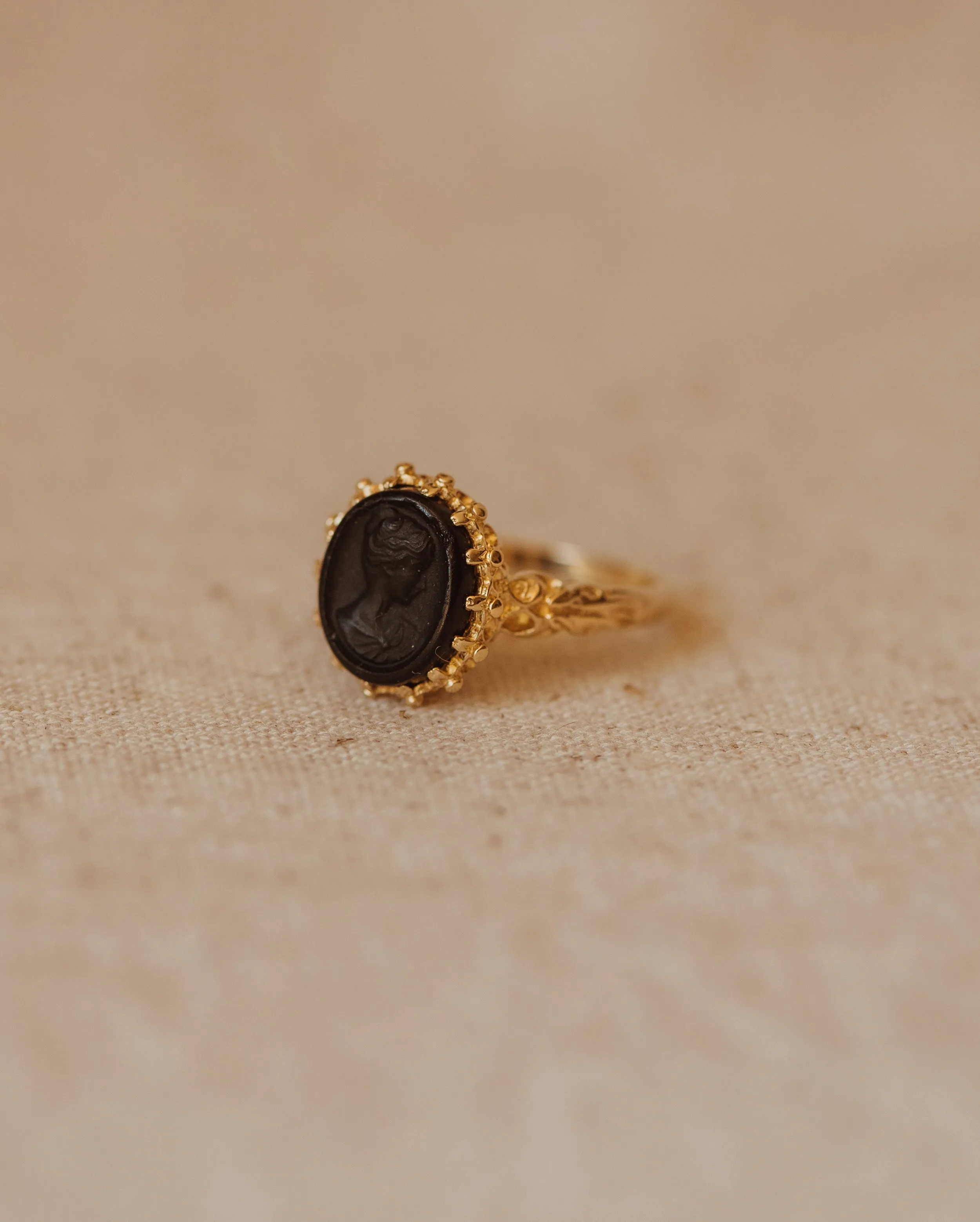 Emma Antique 9ct Gold Black Onyx Cameo Ring sold by Rock n Rose product image thumbnail 5